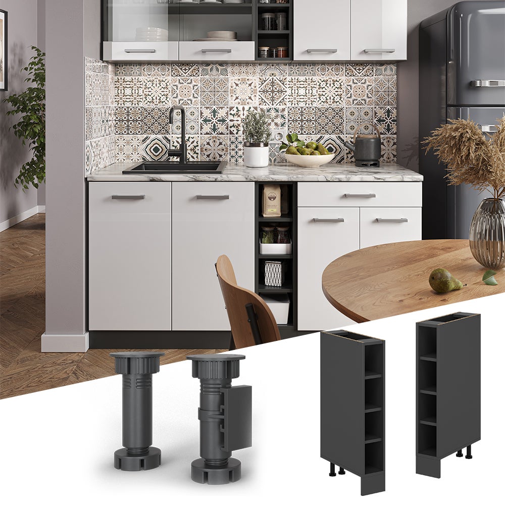 Vicco Etagère de cuisine R-Line, Anthracite, 15cm sans PT - 3