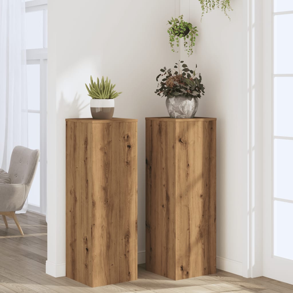 Supports pour plantes 2 pcs chêne artisanal bois d'ingénierie - 3