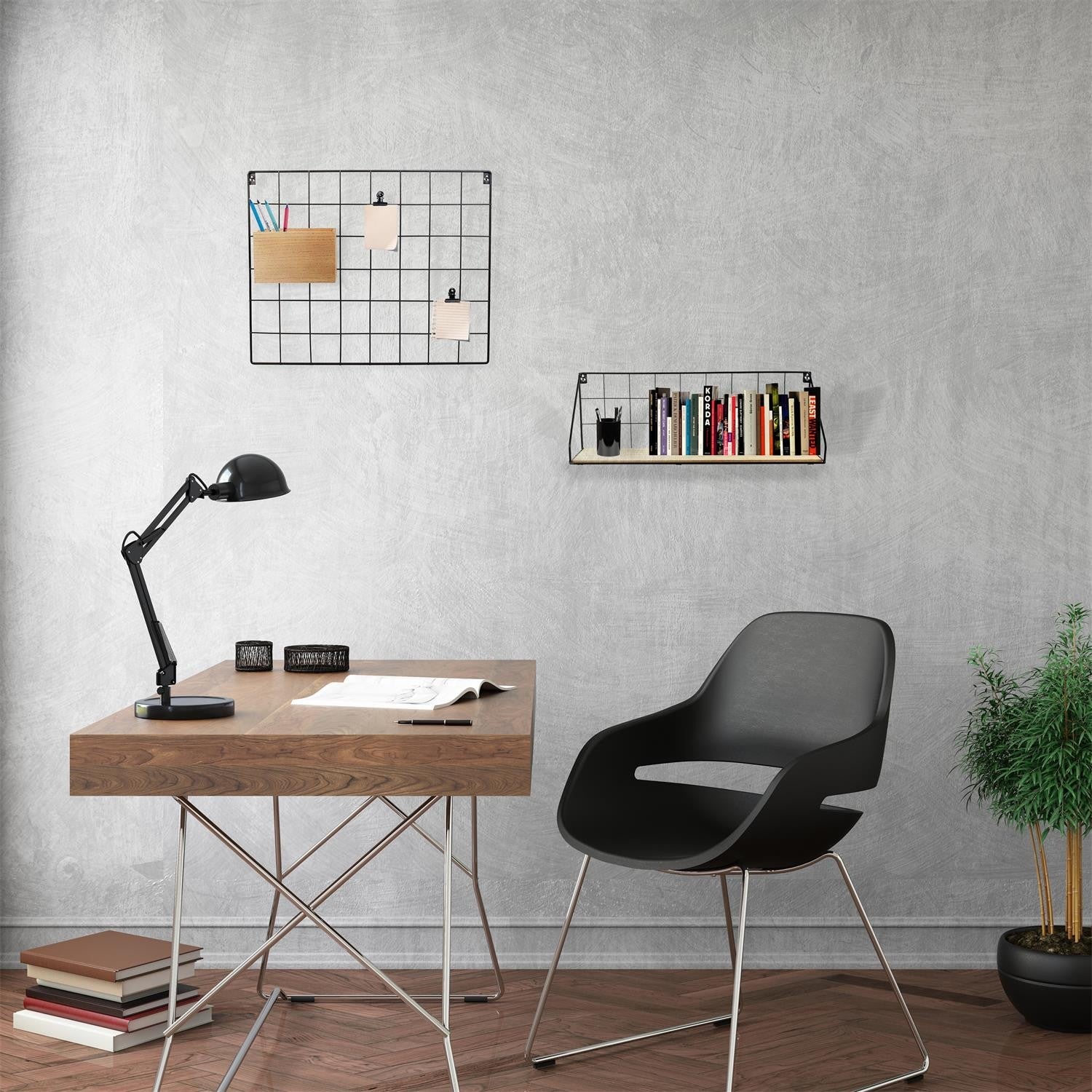 étagère - Home Deco Factory - Rectangulaire - Filaire - Noir Et Beige - H15.5 X L45 X P15 Cm - 3