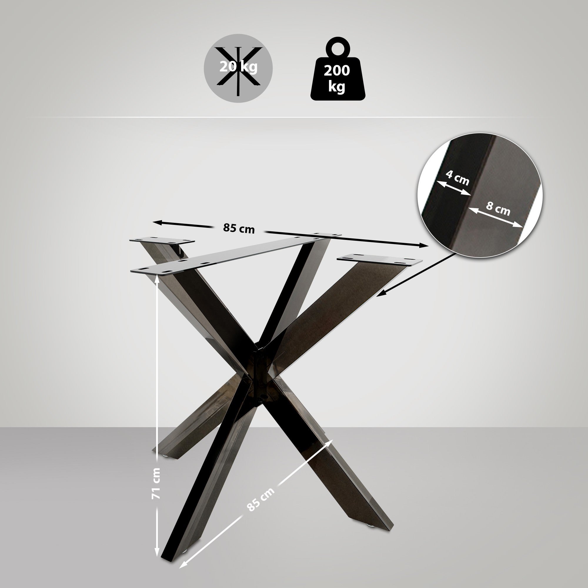 Pieds design Biloxi en Acier pour table à manger Style industriel Forme Araignée Noir aspect industriel|S - 2