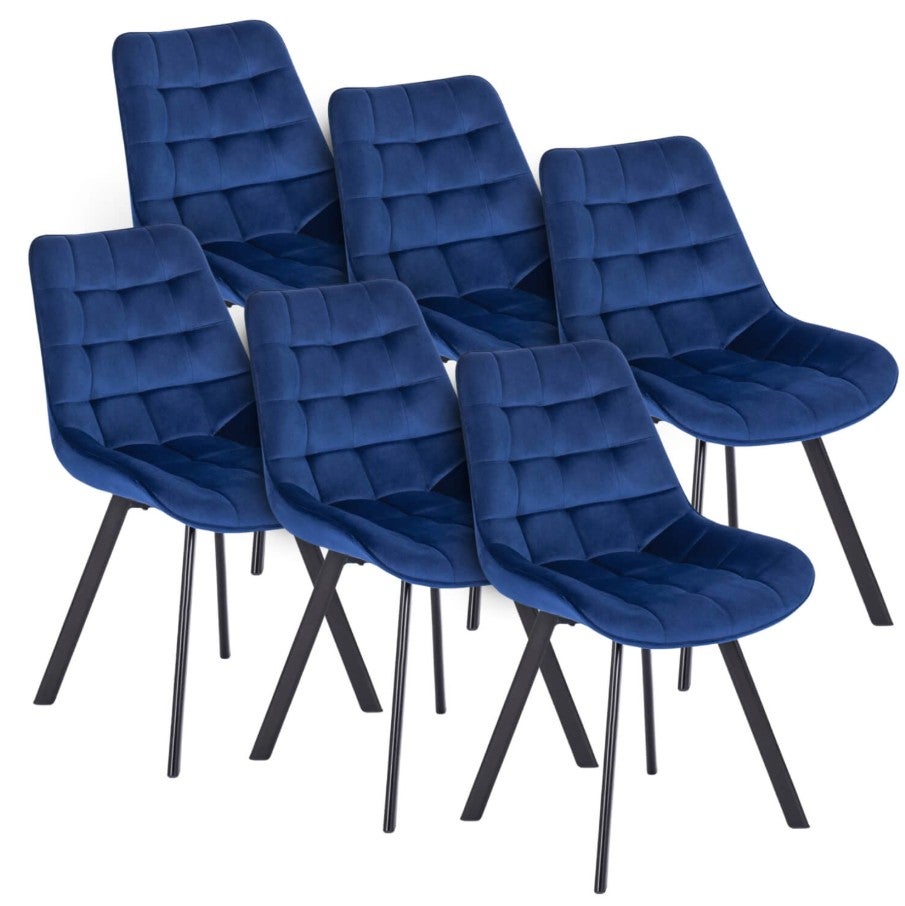 Zestaw 6x Krzesło Tapicerowane RICK do Salonu Granatowe Loft