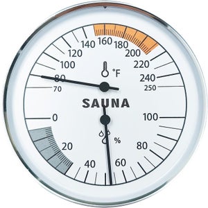 GAESHOW 2in1 Igrometro e Termometro Analogico per Interni in Acciaio Inox, Igrometro Analogico, Termometro Sauna, Temperatura di Misurazione e Umidità per Bagno Turco con Sauna, per Interni ed Esterni