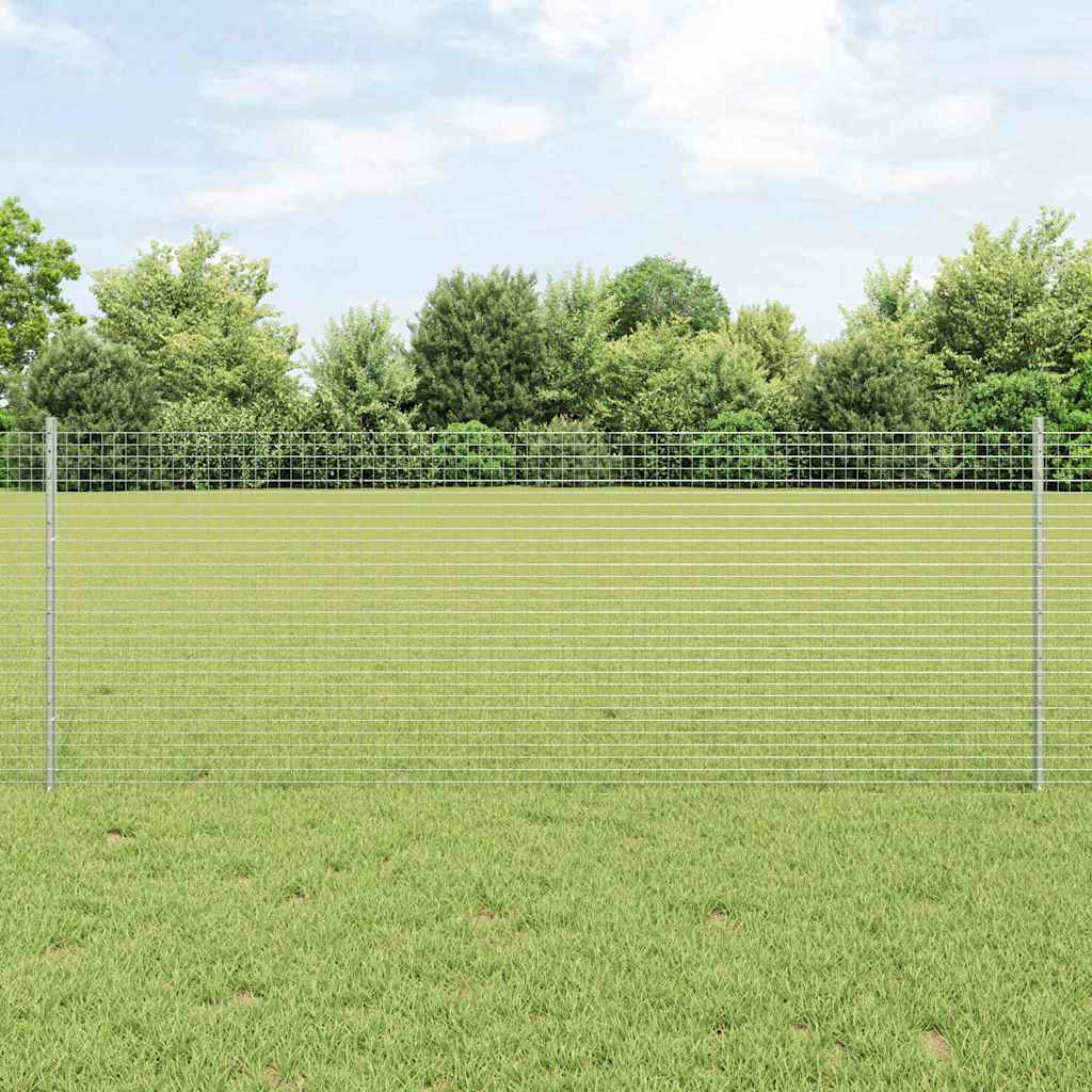 Ogrodzenie z słupkiem Srebrny 0,8 x 25 m Stal vidaXL