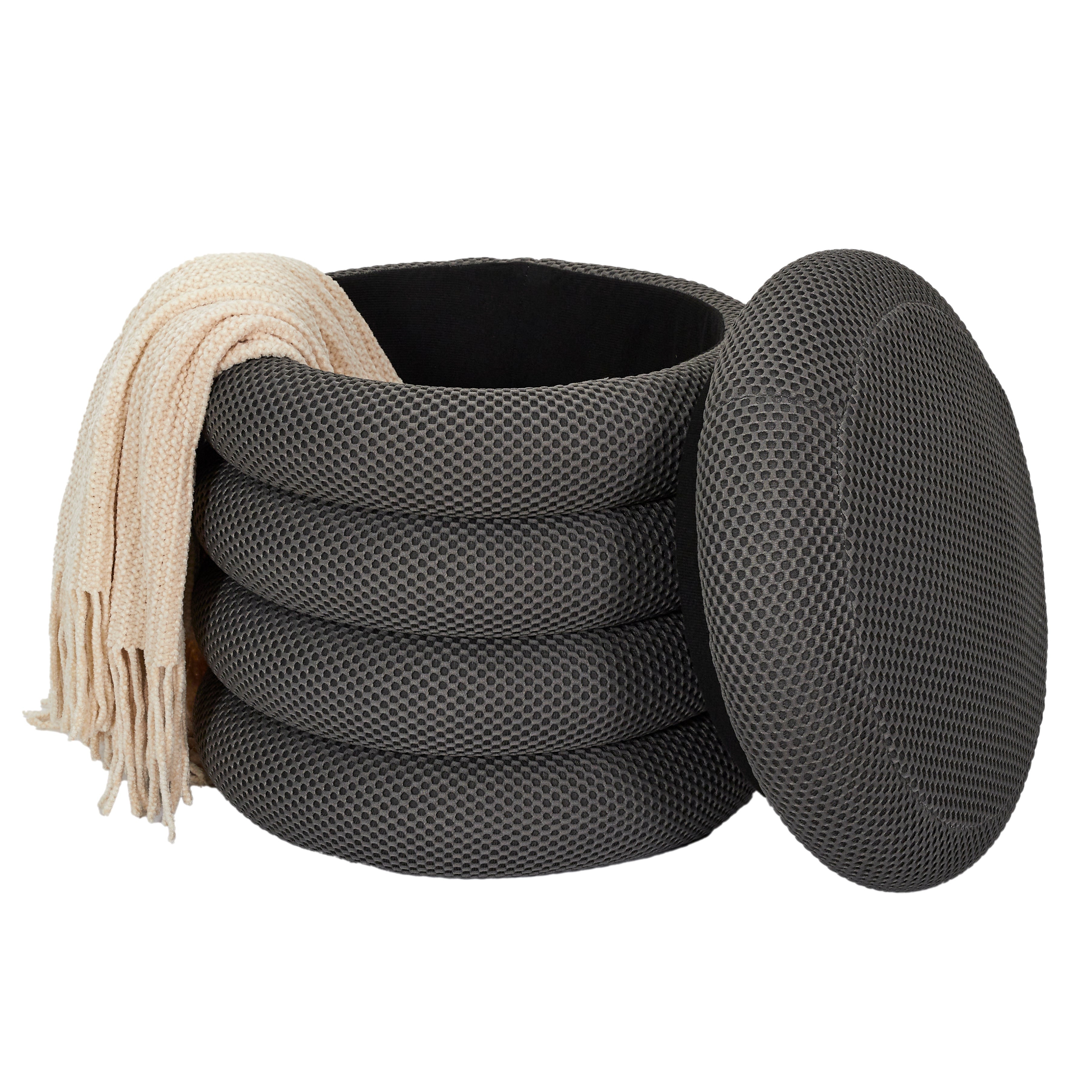 Pouf - Home Deco Factory - Atome - Rangement - Gris - 3