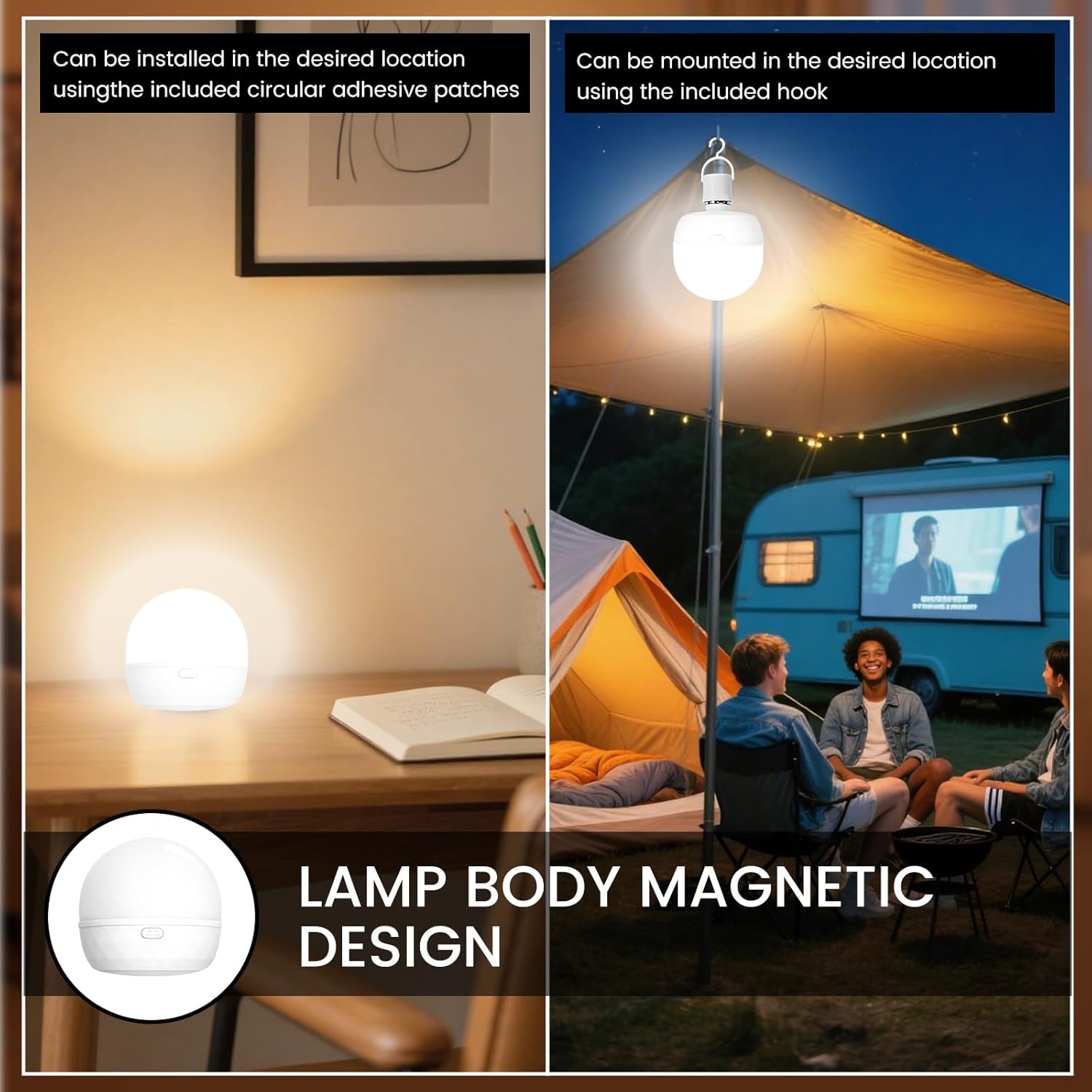 Ampoule rechargeable avec télécommande, culot E27, 3 couleurs dimmables, piles incluses, convient pour l'éclairage de secours, 2500 mAh. - 9