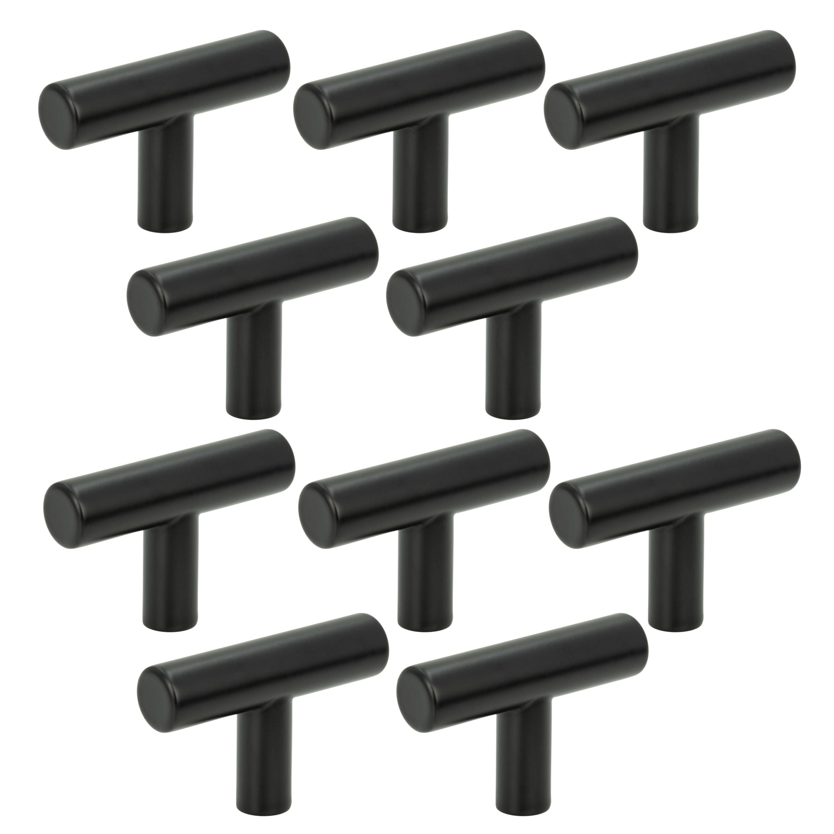10 x Gałka meblowa reling metalowa 5 cm czarna nowoczesna