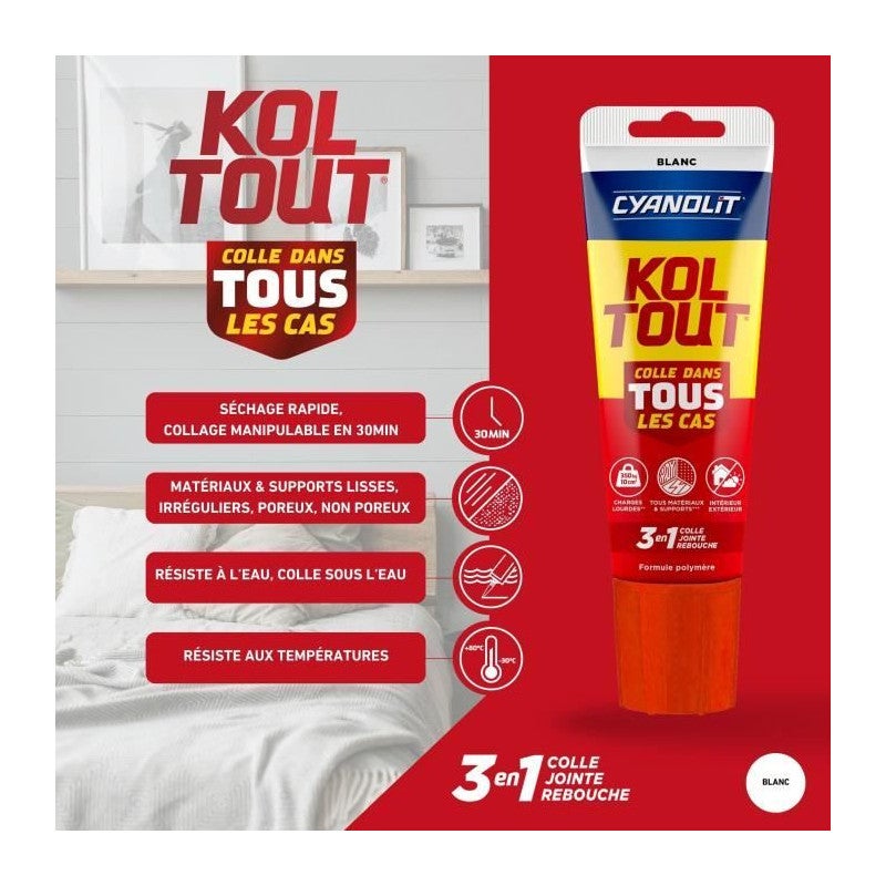 Cyanolit 33300048 Koltout - Tubo di mastice incolla-tutto Express, bianco, 125 ml - 4