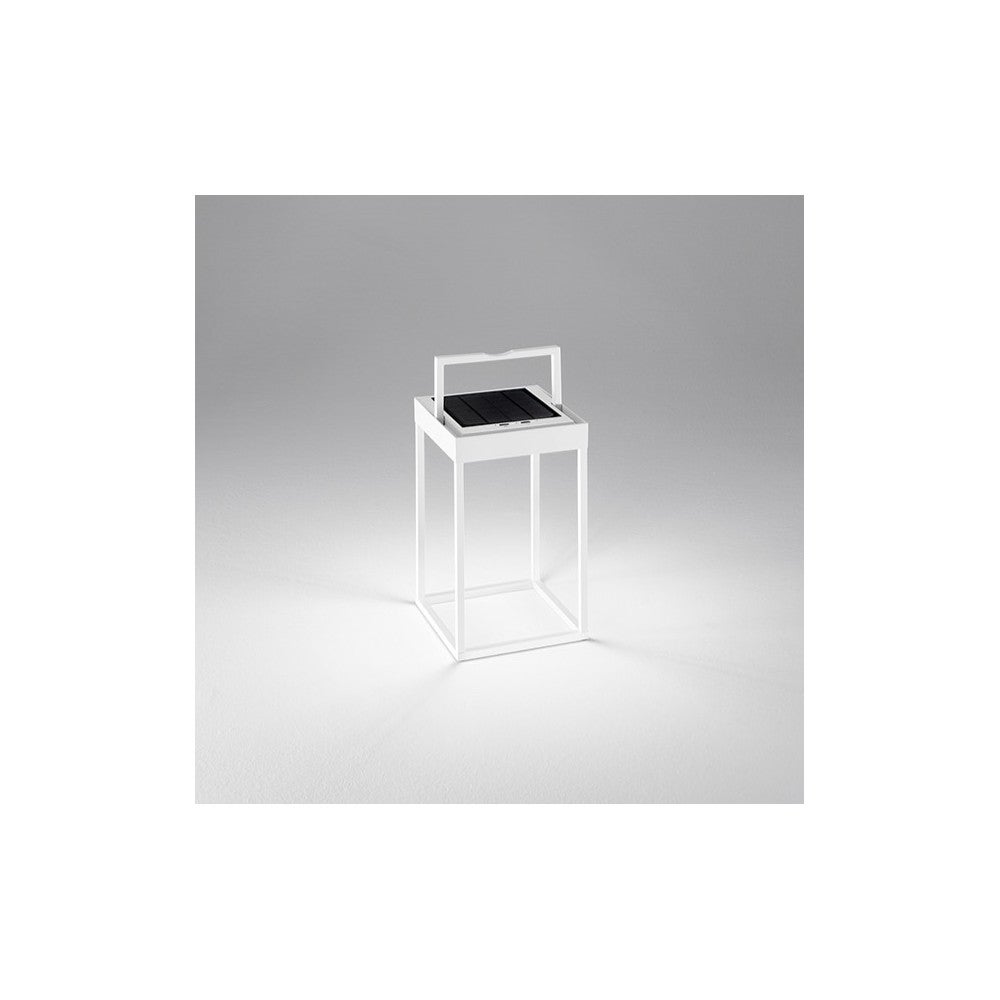 Lampa stołowa CAGE Solar Rechargeable firmy Perenz, matowa biel, wys. 30 cm