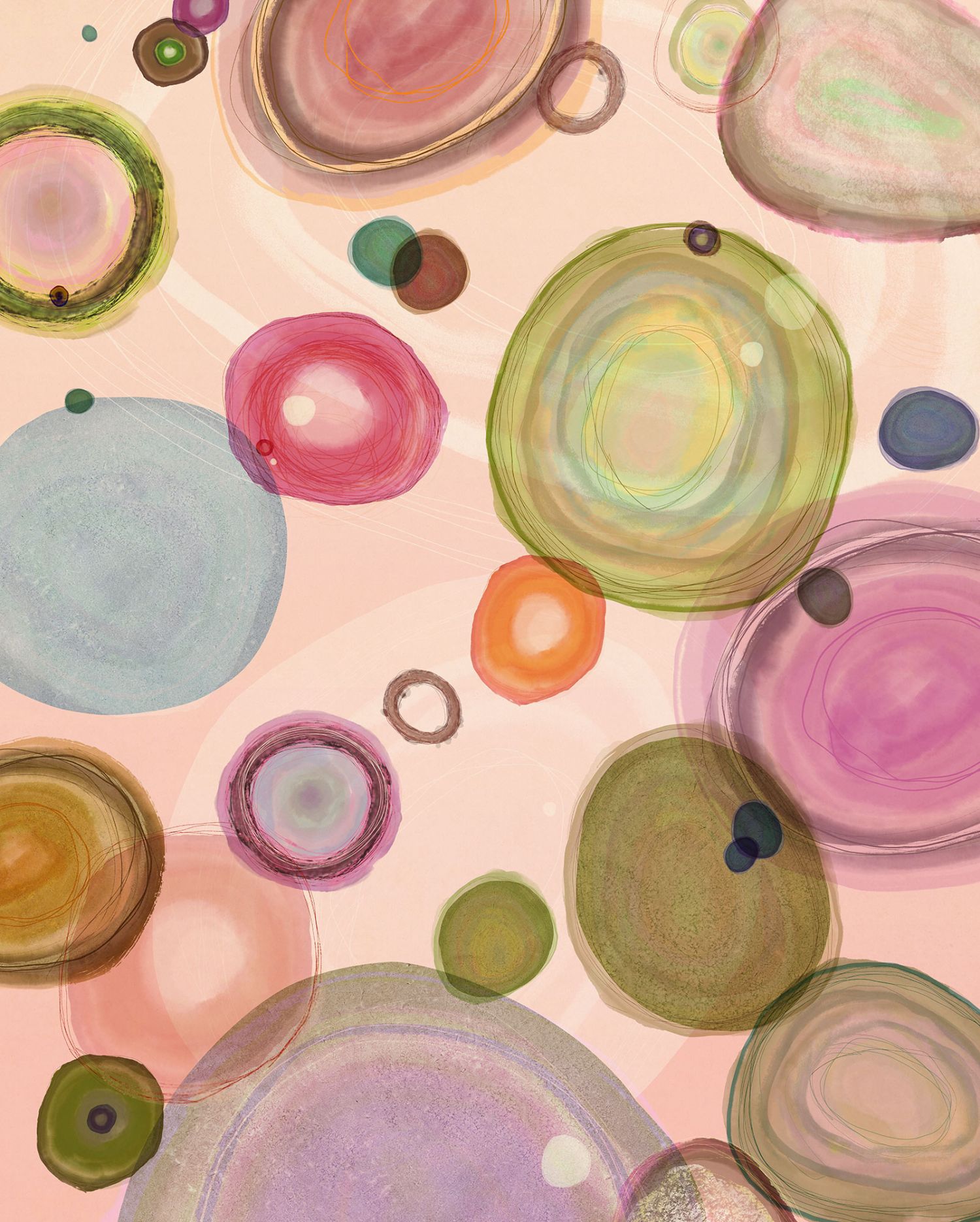 Papier peint panoramique cercles graphiques multicolore - 200 x 250 cm ...