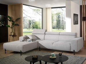 Canapé D'Angle 4 Places Modulaire En Tissu Chenille – 278x161x81 Cm, Gris, Avec Repose-Pieds Amovibles