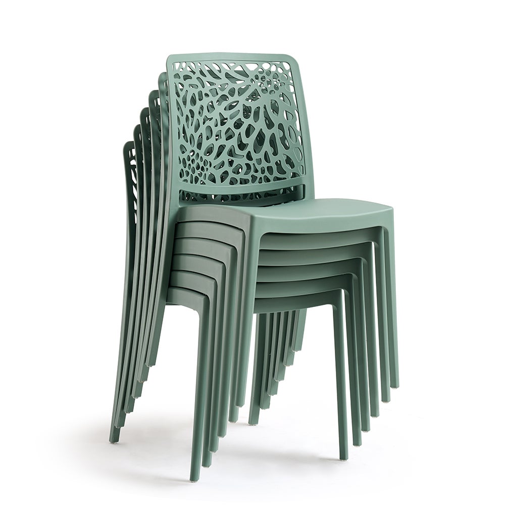 Lot de 6 Chaise de jardin sans coussin Sole en Polypropylène Vert - 5