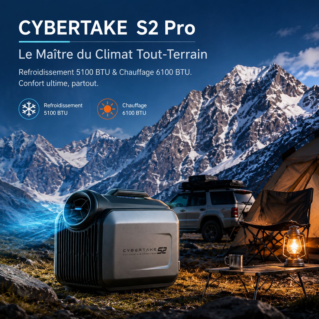 CYBERTAKE S2 Pro Climatiseur portable extérieur 5100/6100 BTU Froid/Chaud App WiFi IPX4 Camping - 8