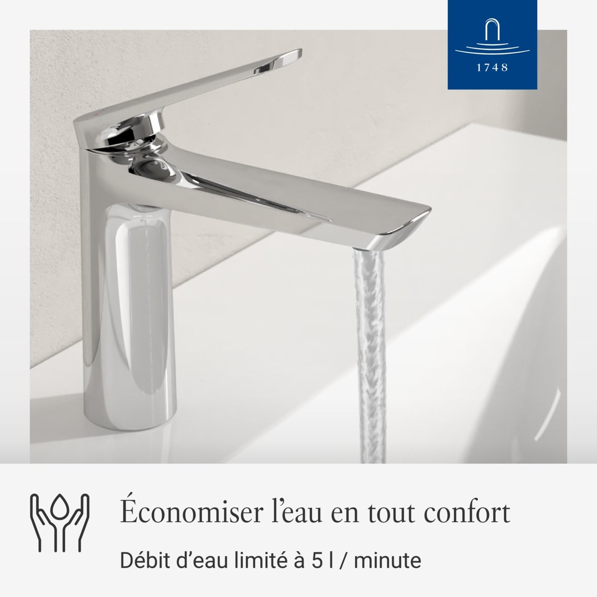Villeroy & Boch - Robinet de Lavabo Oasis - Mitigeur Monocommande Rond. Sans Bonde. Cartouche Céramique. Hauteur de Bec 114 mm. Finition Chrome - 2