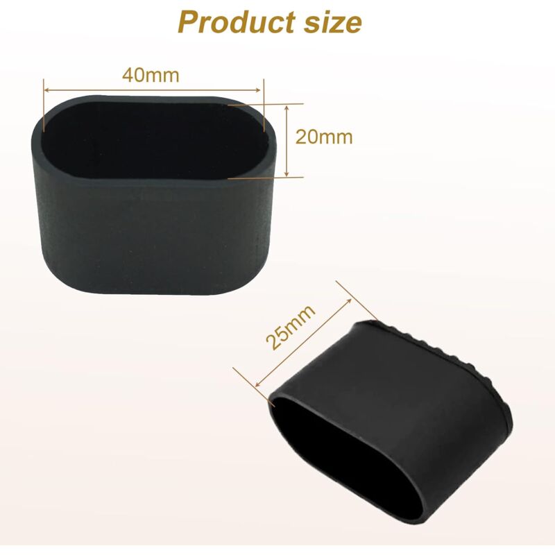 Lot de 28 protège-pieds de chaise rectangulaires et ovales en caoutchouc silicone - 4