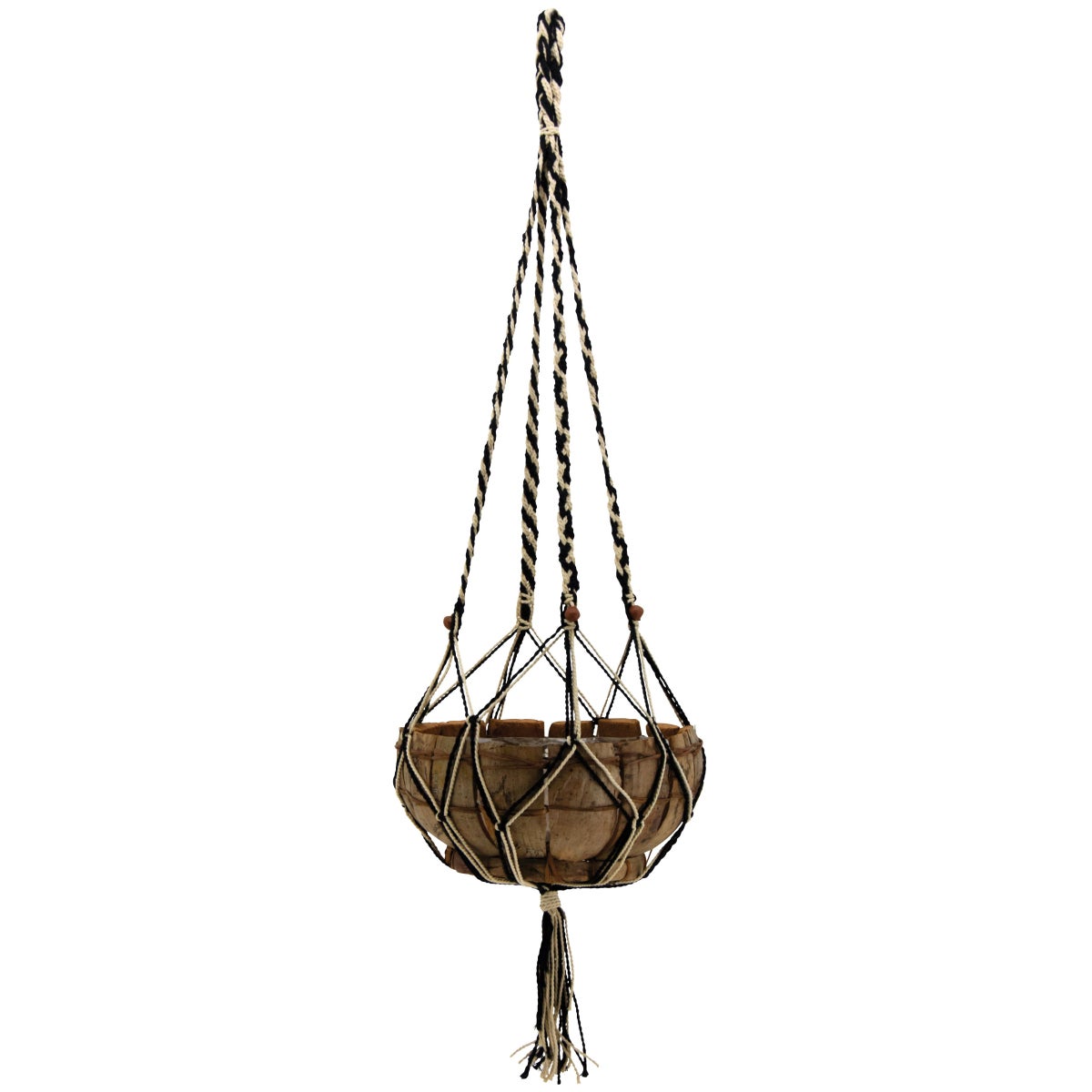 IVEOPPE Set 2 FermaTenda In Macramè Cotone E Poliestere, Stile Bohémien Con Nappe A Foglia, Beige, 53 Cm