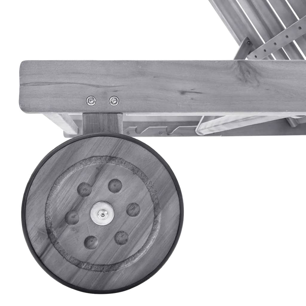 Chaise longue de jardin avec coussin Gris Bois d'acacia solide 2 - 4