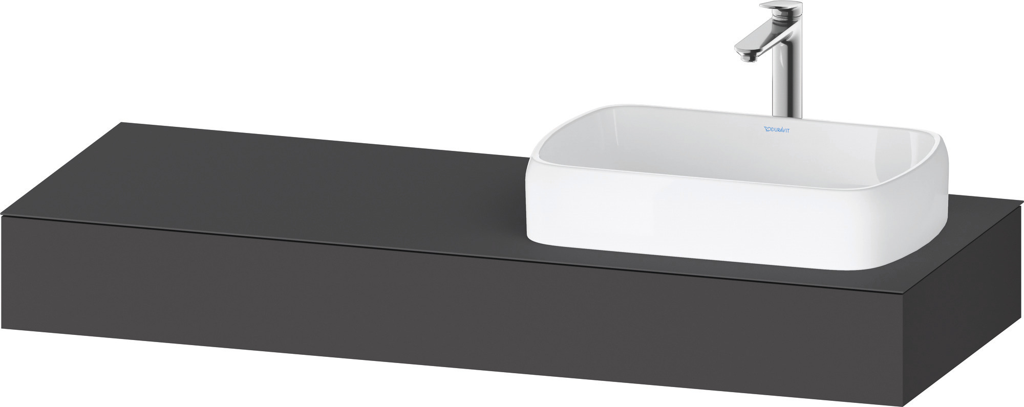 Consola collection one de duravit, 1400x550x170mm, con recorte a la derecha, qa4804049490000, color: grafito mate