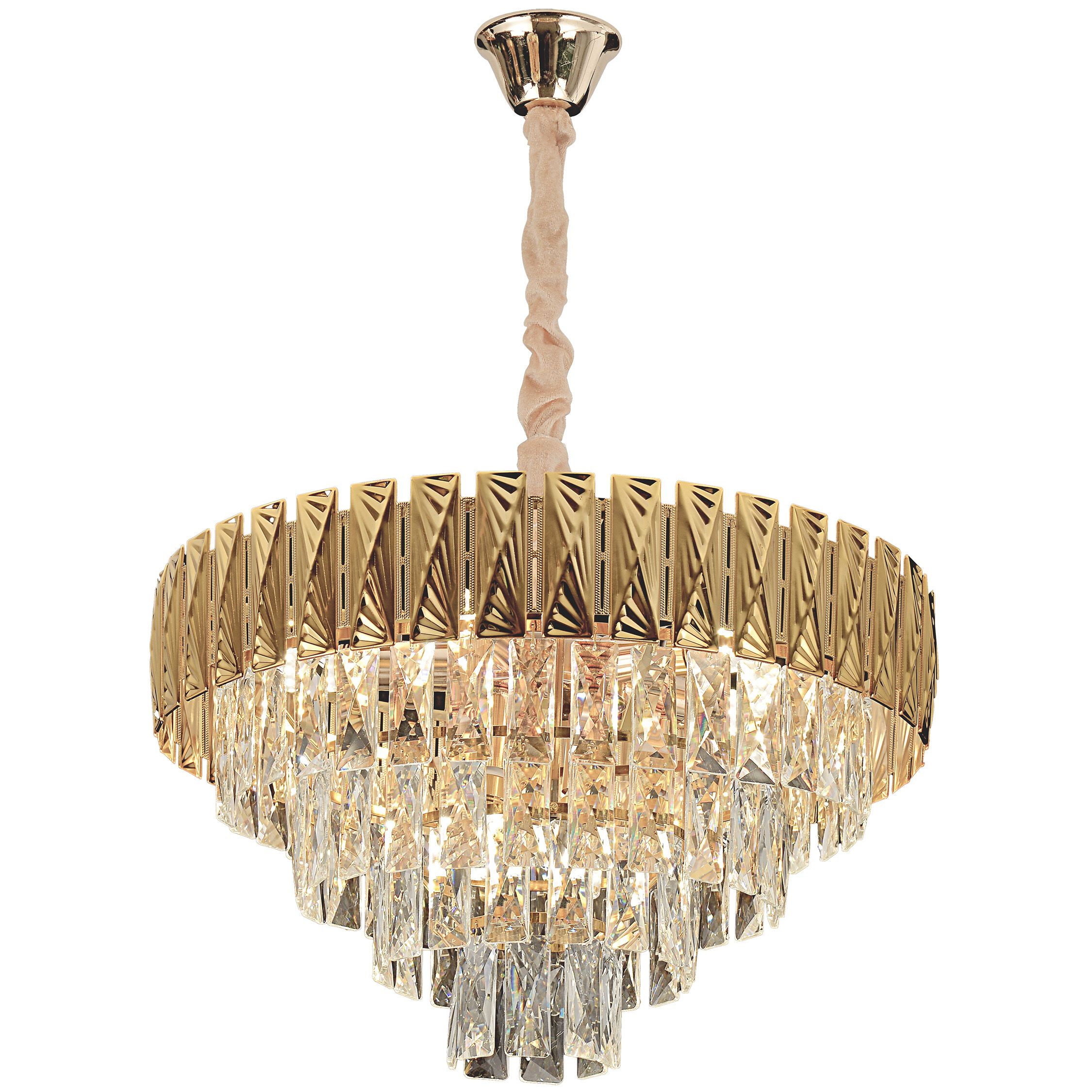Lampa Sufitowa Wisząca Kryształowa Toolight G059-Cp 50Cm Złoty
