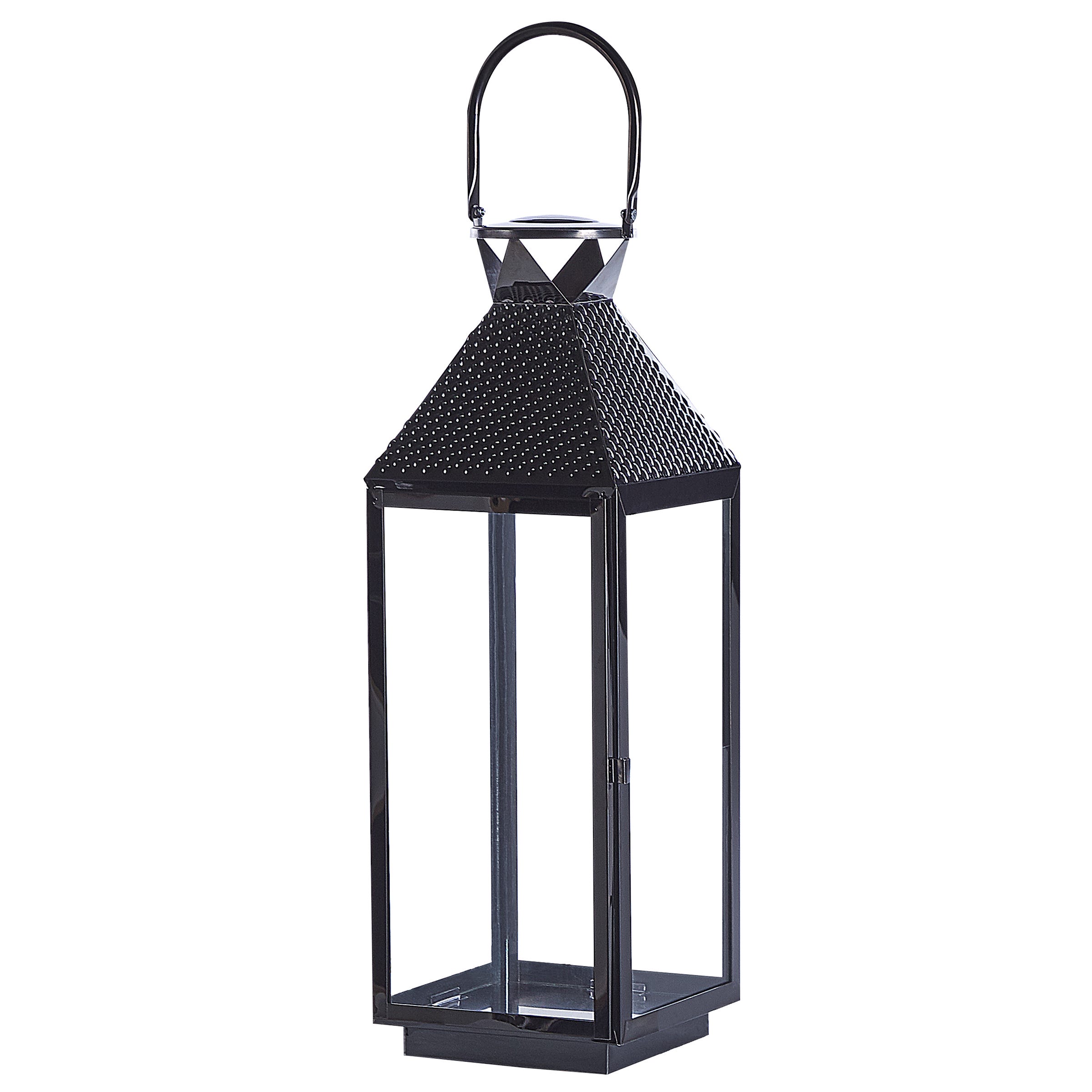 Lanterne Noire en Acier Inox 54 cm avec Poignée pour Transport Lanterne Noire en Acier Inox 54 cm avec Poignée pour Transport