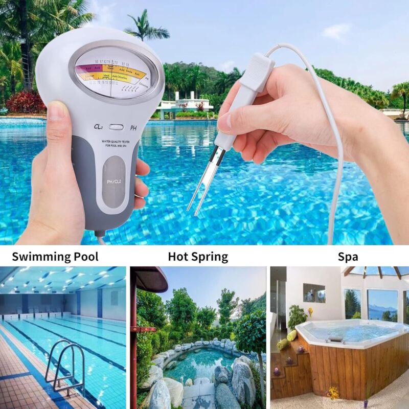 Testeur de Chlore et de pH CL2,Testeur Numérique LCD Multifonction,Testeur de Niveau de Chlore avec Sonde,Pour La Piscine et Le Spa - 3