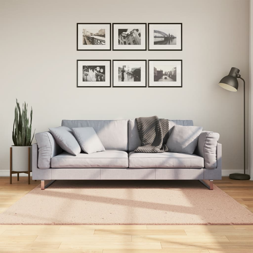 Dywan HUARTE z krótkim włosiem, różowy, 160x160 cm vidaXL