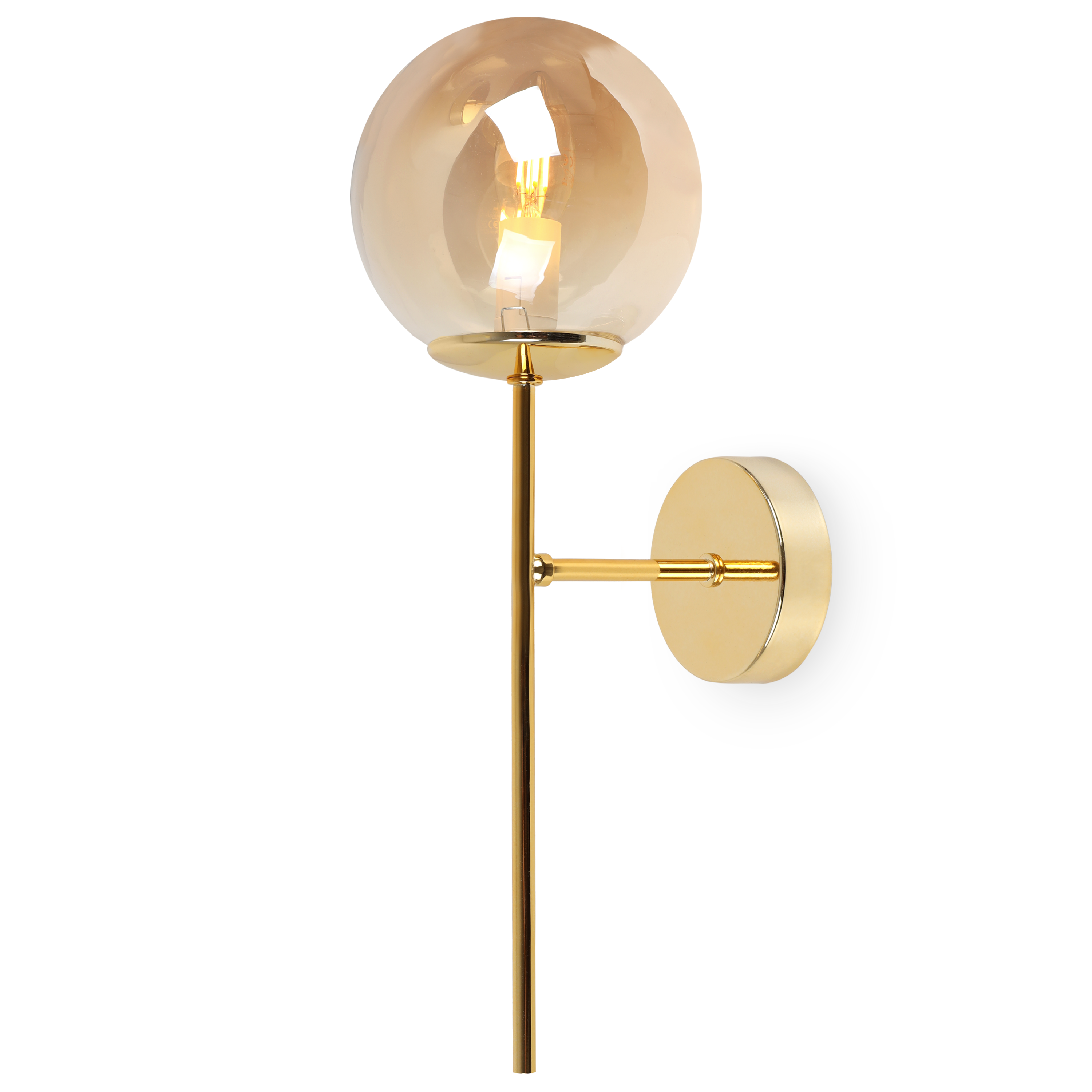 Lampa kinkiet ścienny złoty Siena loft 1xE14 klosz kula szklana miodowa Light Home LH - 7