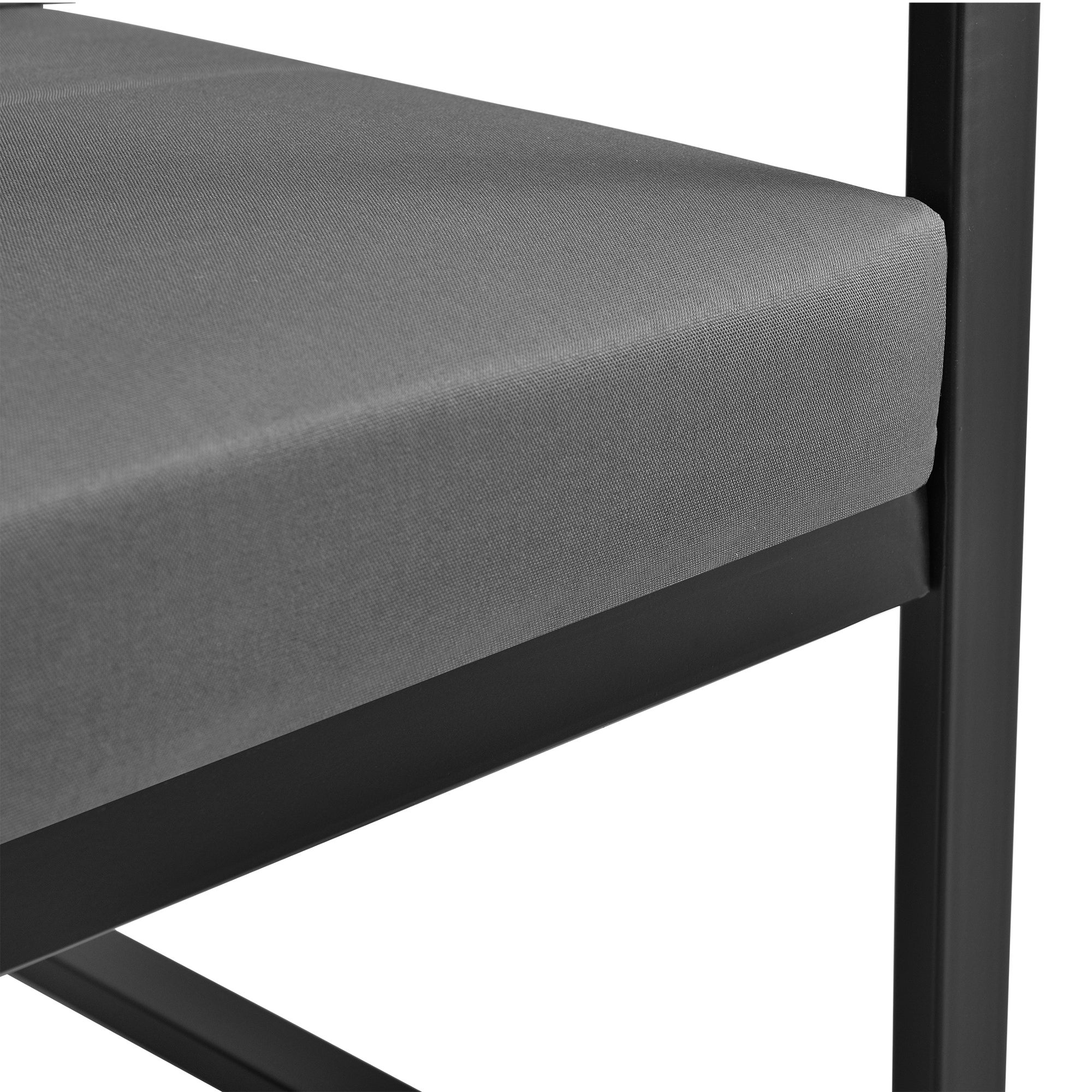[casa.pro] Canapé Extérieur Avec Coussins Armature Métal Polyester Noir 70 X 114 X 60 Cm - 3