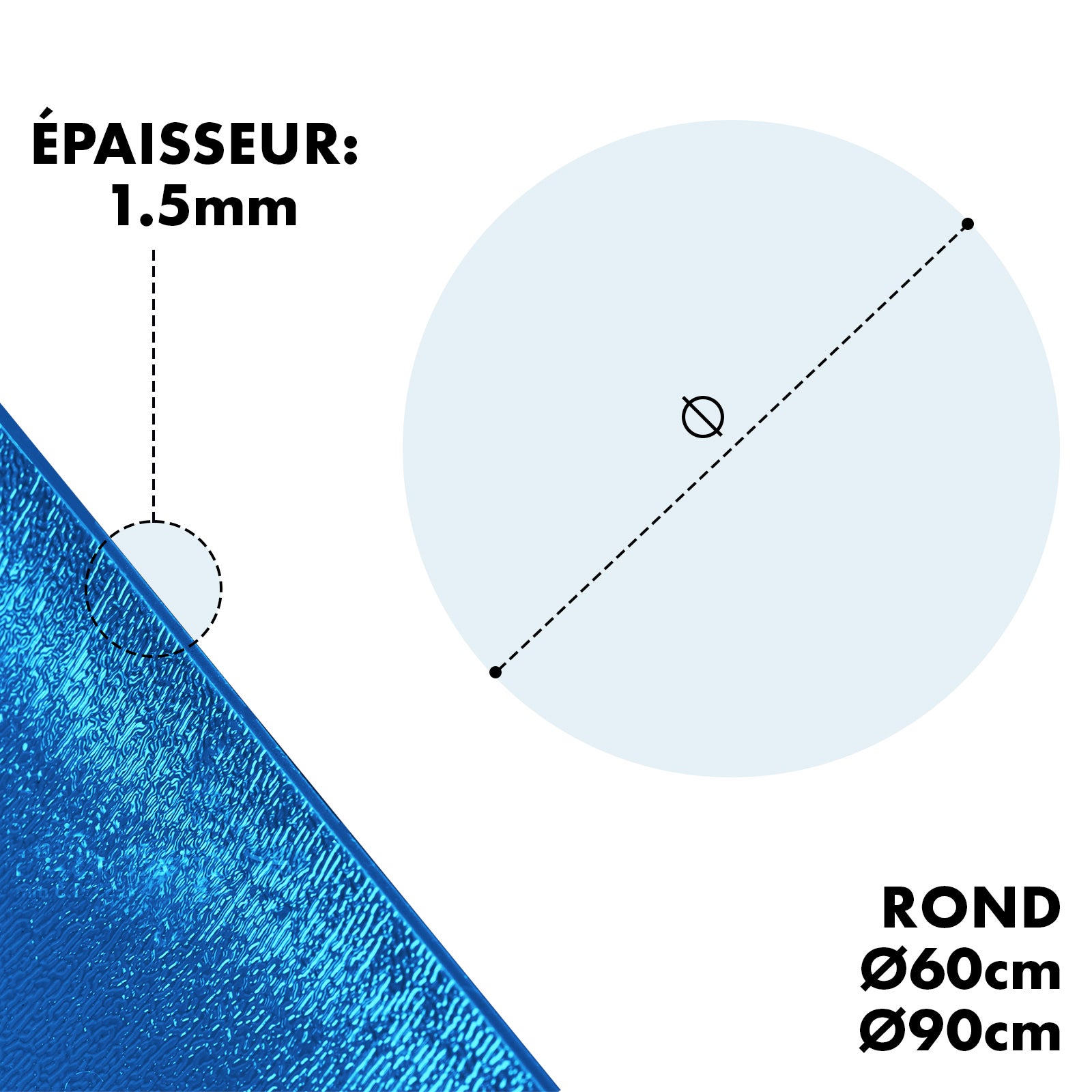 Tapis de jardinière Dessous de Pot de Fleur Majesty, Rond 90 cm, Bleu - 2