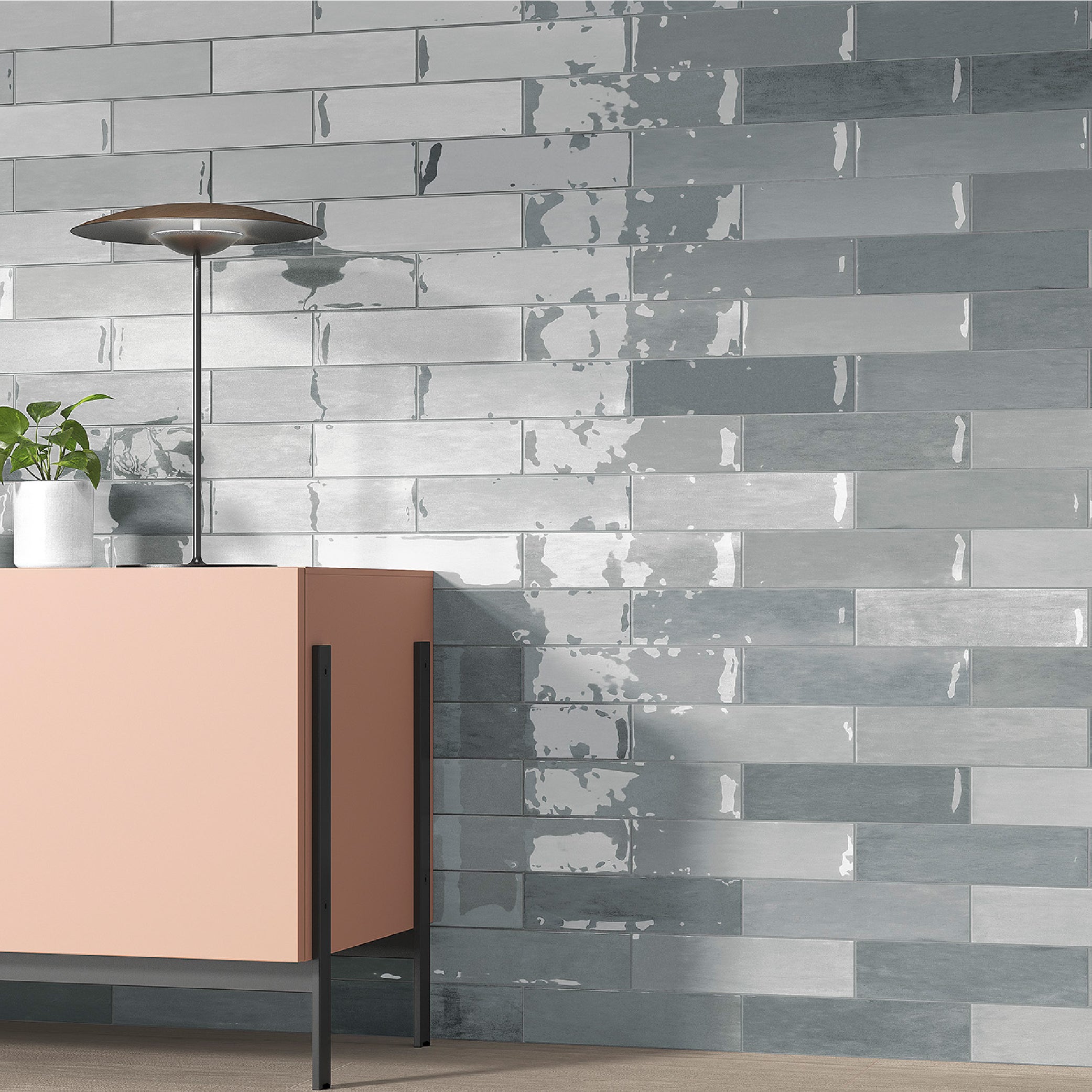 Płytka do wnętrz i na zewnątrz. Gres porcelanowy Premium z kolekcji Zellige Grey 7x28 cm.