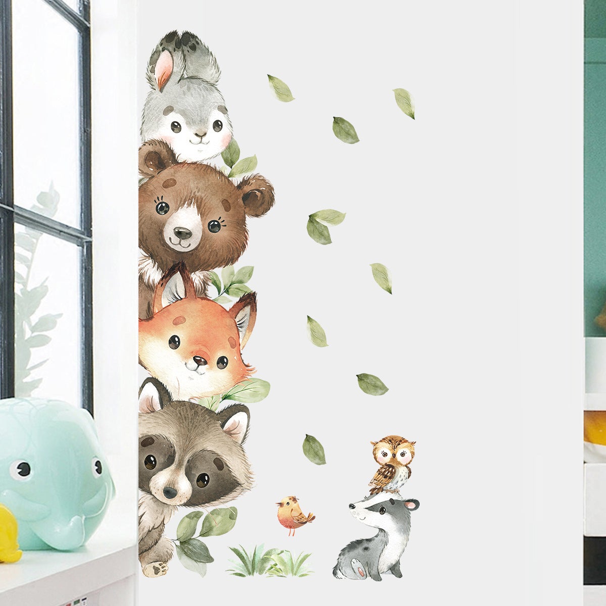 Stickers muraux animaux de la forêt, parfaits pour décorer une chambre de bébé,une porte ou une chambre à coucher (autocollant à gauche) - 6