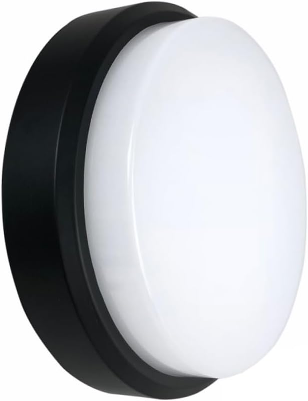 Czarna lampa ścienna 17,5 x 17,5 x 5 cm, 1 sztuka, 20 W, białe światło 6000 K, akrylowa, mała okrągła lampa sufitowa LED, wodoodporna