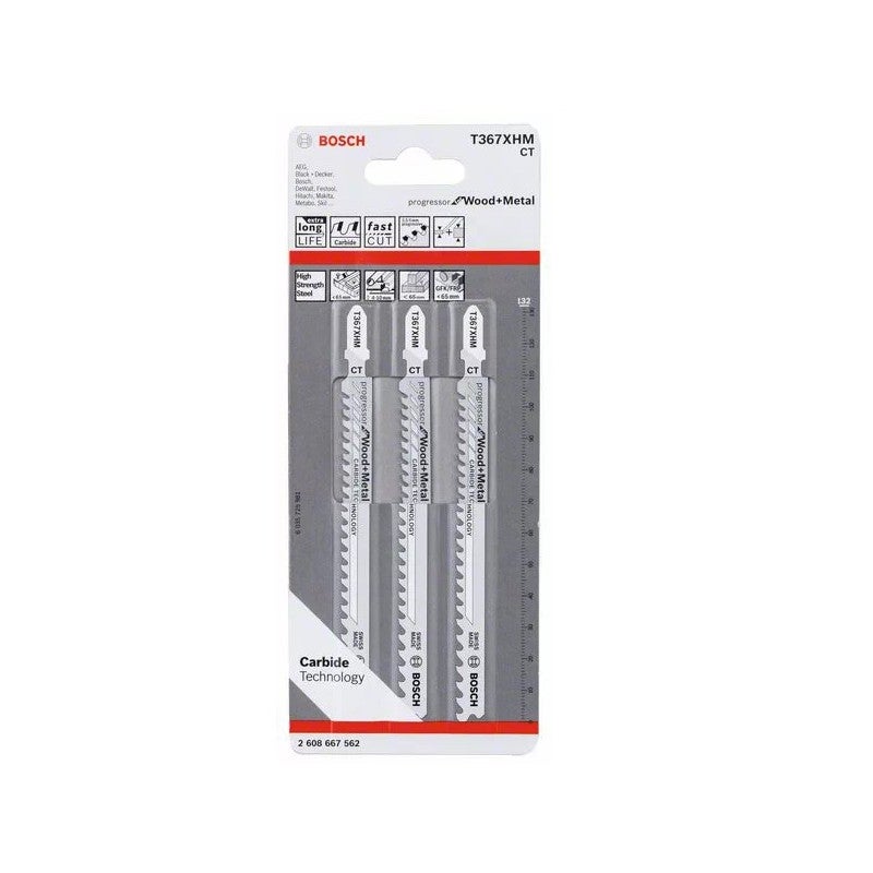 Lama per seghetto alternativo T 367 XHM BOSCH 132 mm Legno e metallo - Scheda da 3 - 2608900560 - 2