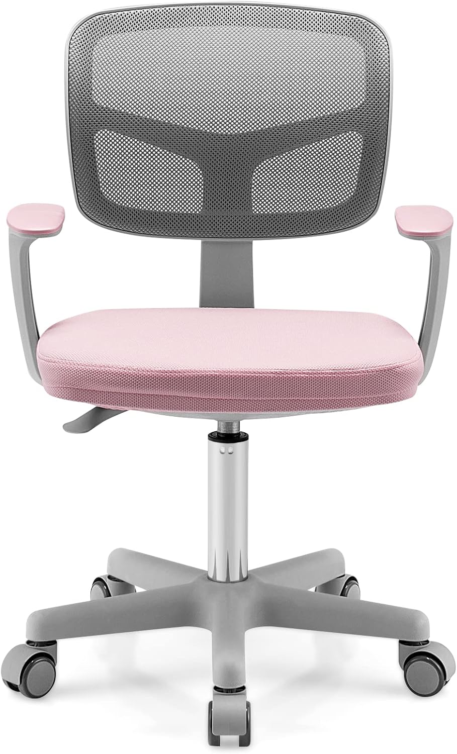 Krzesło Biurowe dla Dzieci – Nośność 150 kg – Regulowana Wysokość – Ergonomiczne Oparcie – Obrotowe Siedzisko 360° – Kolor Różowy
