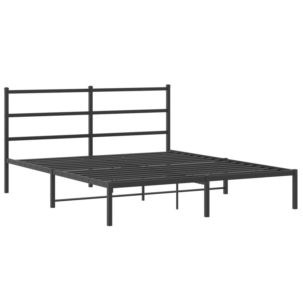 Estructura cama sin colchón con cabecero metal negro 160x200 cm vidaXL - 4