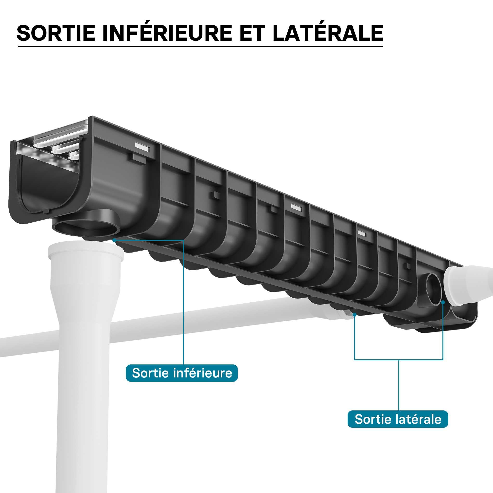 Caniveau – 1000 x 140 x 115 mm – Capacité de charge 1,5 t – avec Grille de recouvrement galvanisée – Drainage Eaux usées Rigole Évacuation… Wiltec - 8