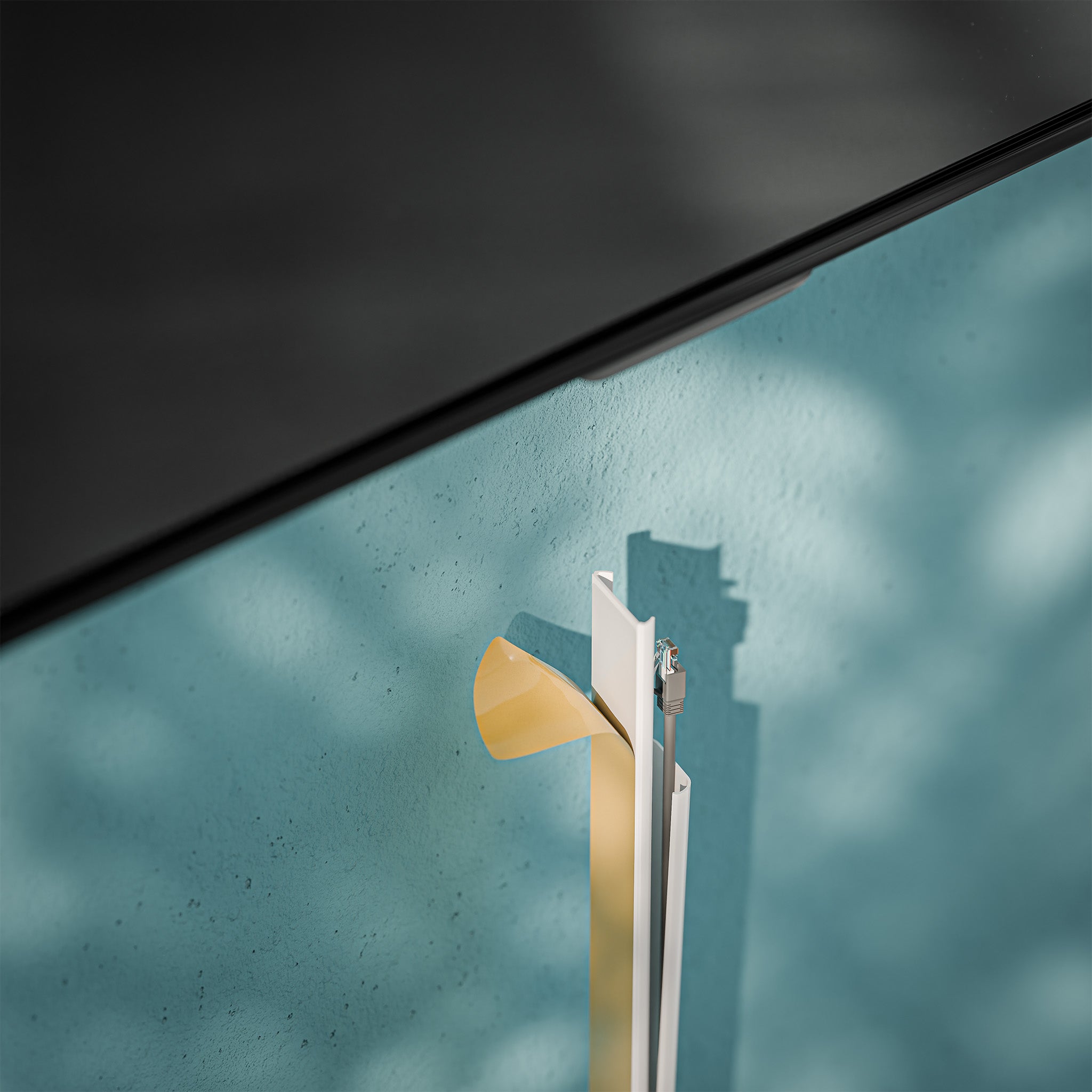 Goulotte TV Cache-Câble Adhésive Arrondie PVC - L. 1,20 m - Blanc - 2