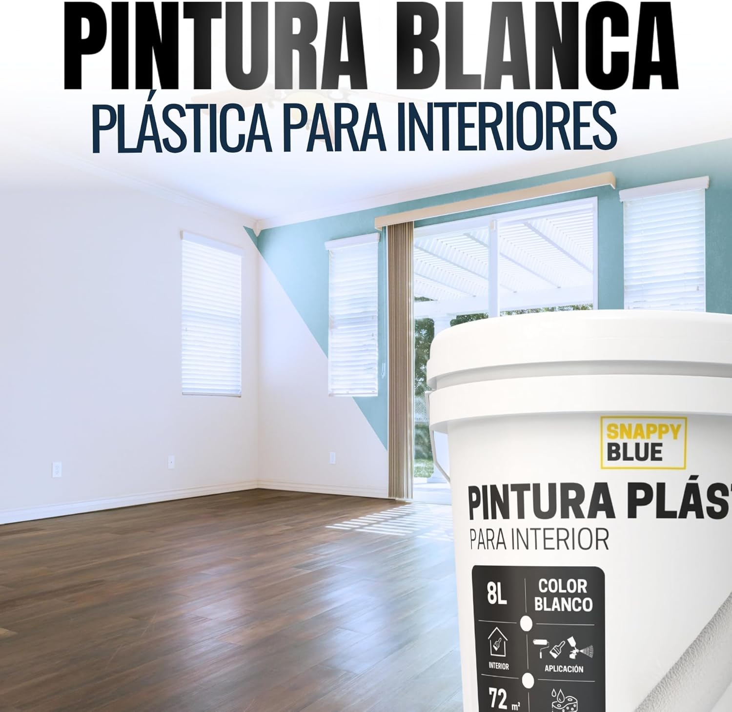 Pintura Blanca [8 L] Interior Lavable de aspecto Mate, Pintura Plastica Blanca Interior para Múltiples Superficies con Alta Transpirabilidad - 2