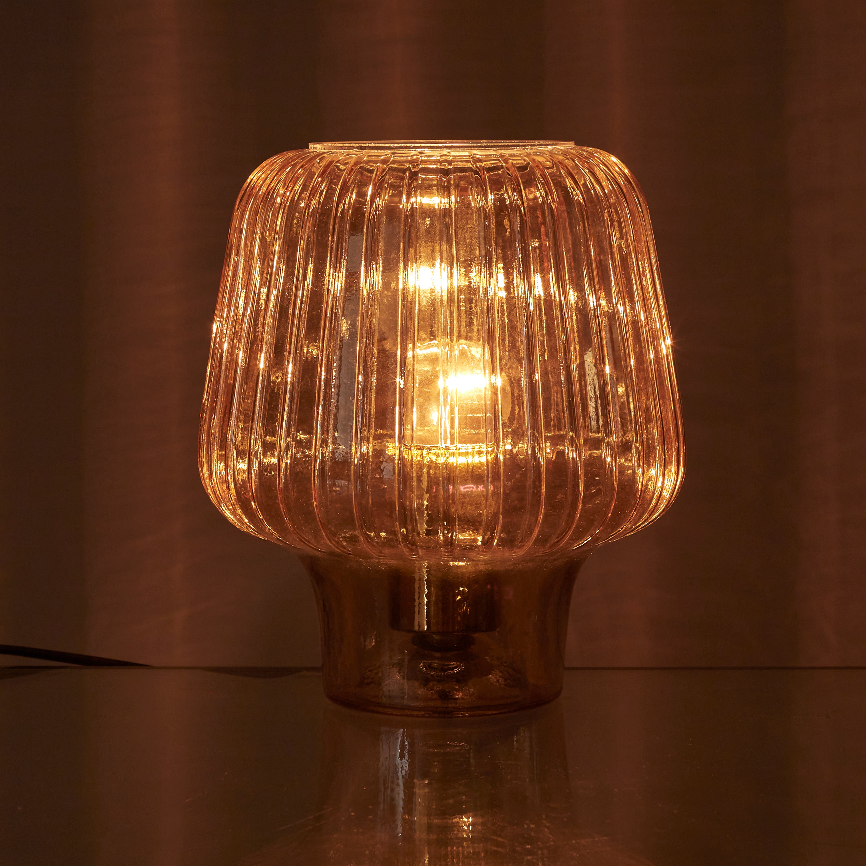 Lampe - HOME DECO FACTORY - Verre Fumé - Marron - 3