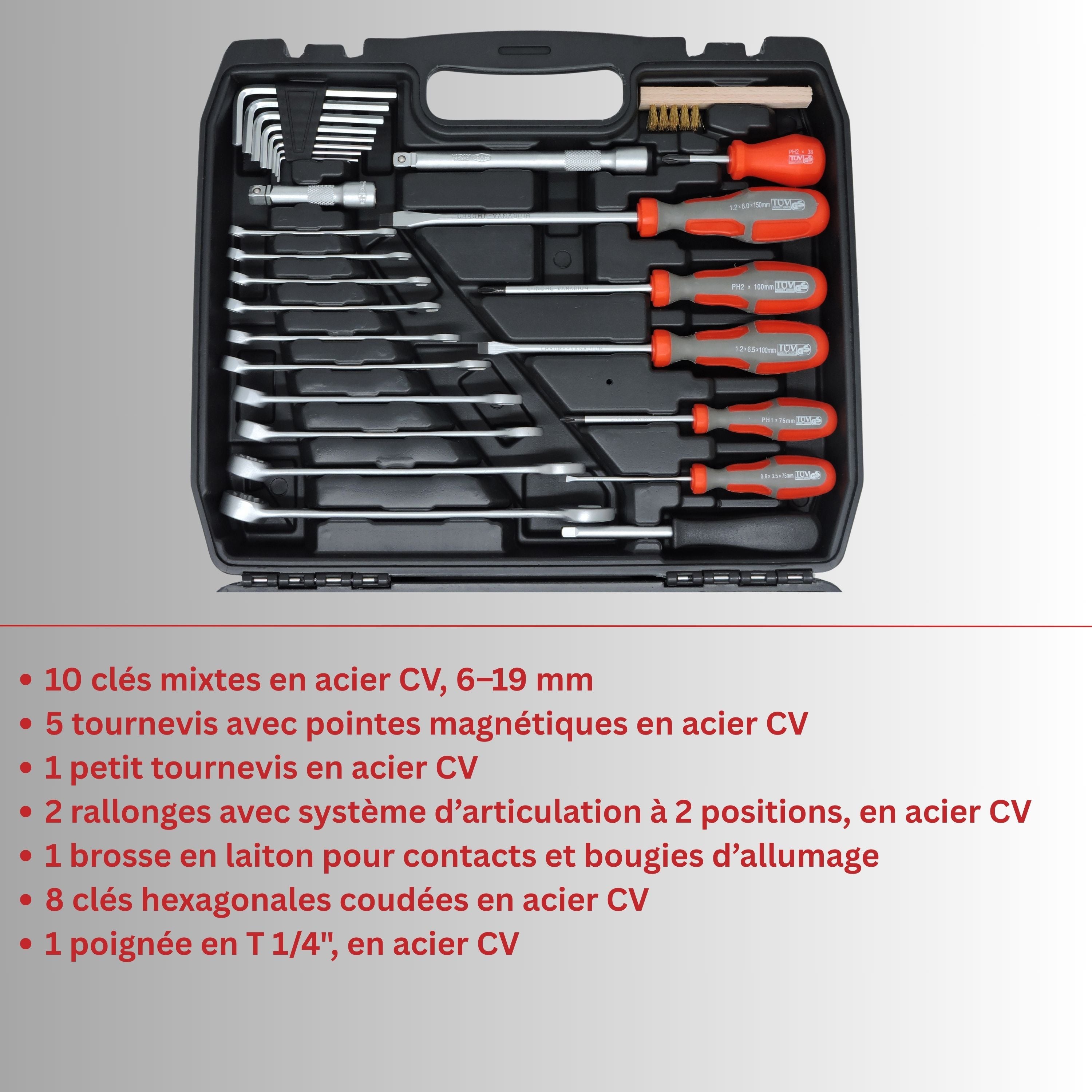 FAMEX 144-50 Malette à outils - complète, 86-pièces, pour voiture, véhicule, camping - 3