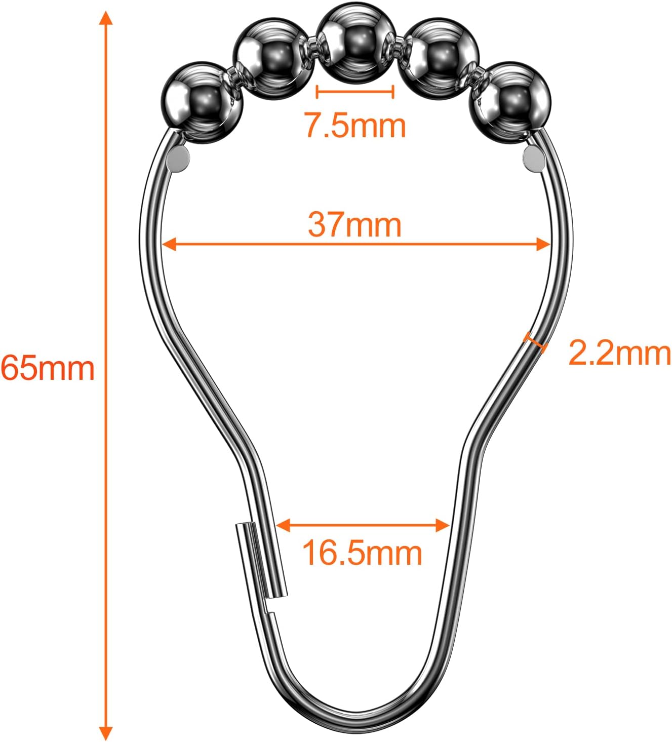 LiBa Lot De 12 Anneaux De Crochet Pour Rideau De Douche, Anneaux De Rideau De Bain En Acier Inoxydable Pour Salle De Bain