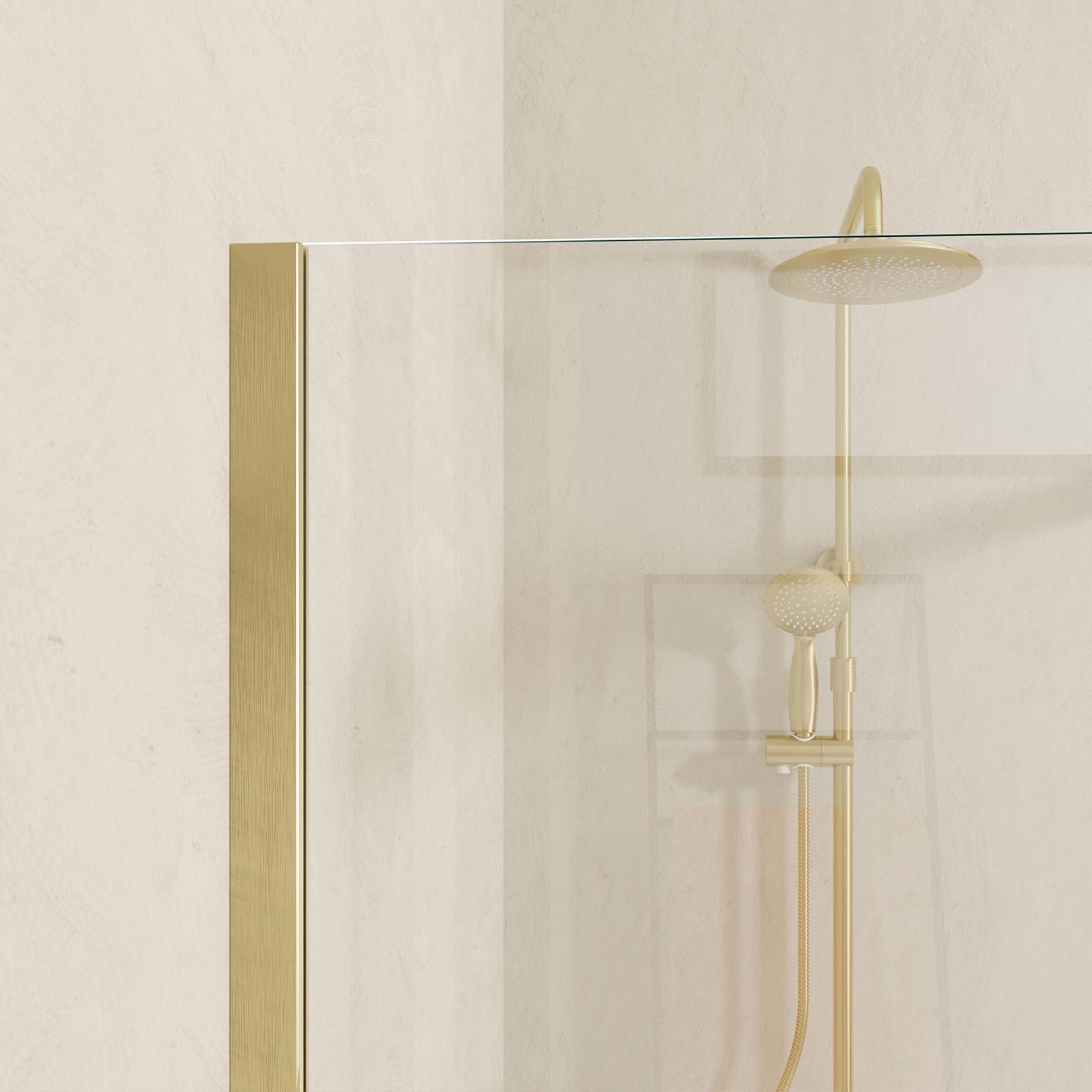 Mampara Lateral fija 90x200cm - Oro Dorado Cepillado - Vidrio Templado 6mm - 2