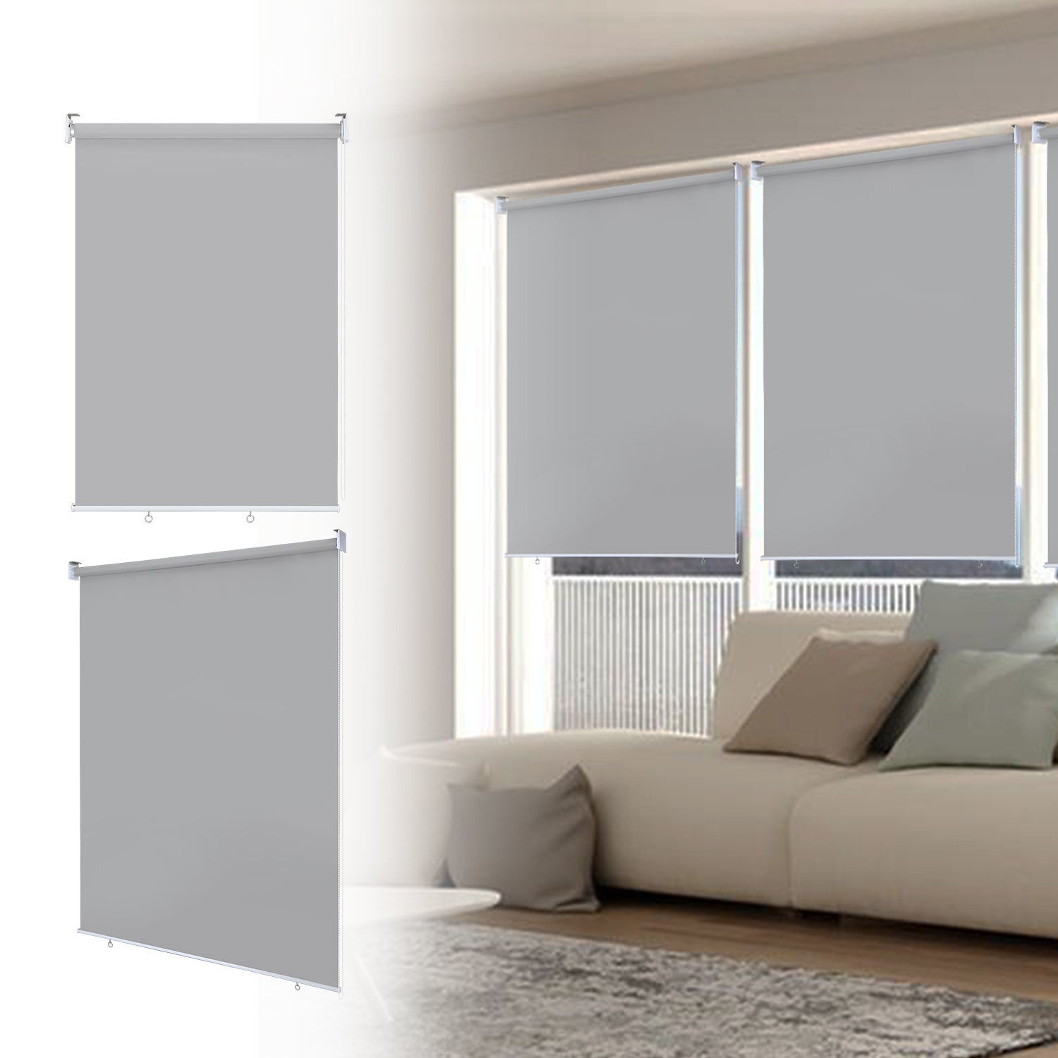 2 sztuki Vertikalna roleta zewnętrzna na taras lub balkon Ochrona przeciwsłoneczna 100 x 240 cm Szary