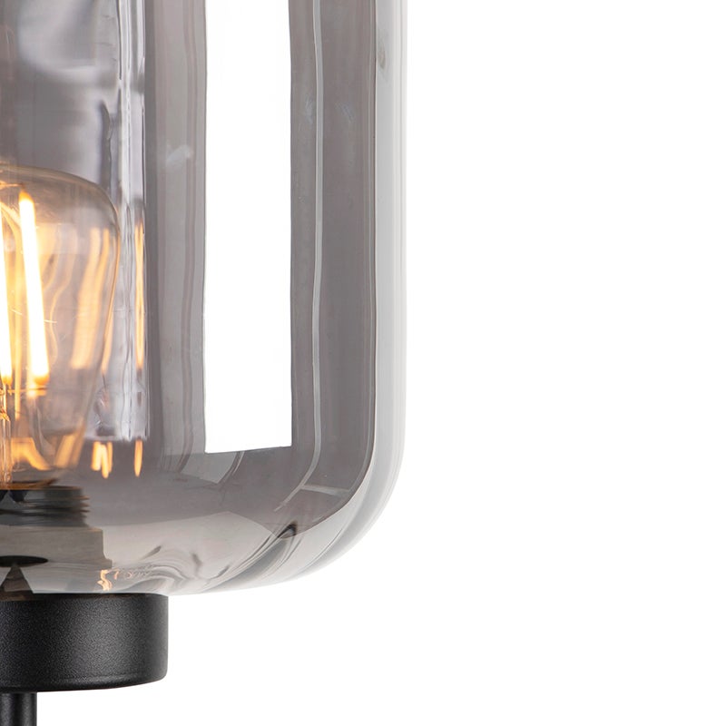 Qazqa design lampadaire - Qara - noir et fumé, max. 60w, e27, 161cm, idéal pour le salon - 5