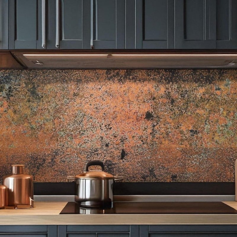 Panel ścienny z miedzi Cocinobre – Ręcznie wykonany panel kuchenny z miedzi | Unikalne wykończenie ściany kuchennej z miedzi backsplash