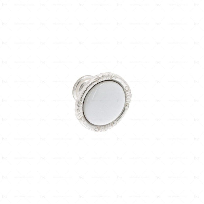Lot De 18 Petits Boutons Vintage Blanc Argenté - Diamètre 1,2 Cm - Ref 5478 - Occasion