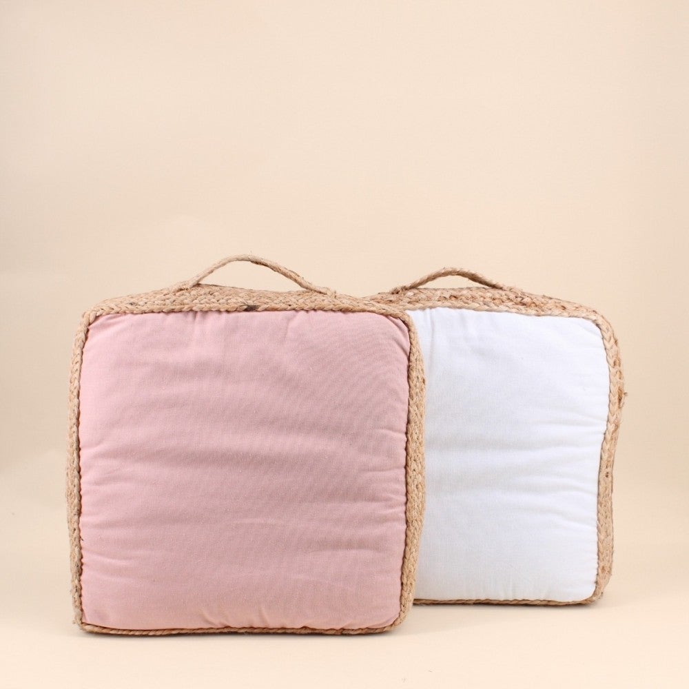 Coussin de sol en tissu et jute 40x40cm - Ornami - 3