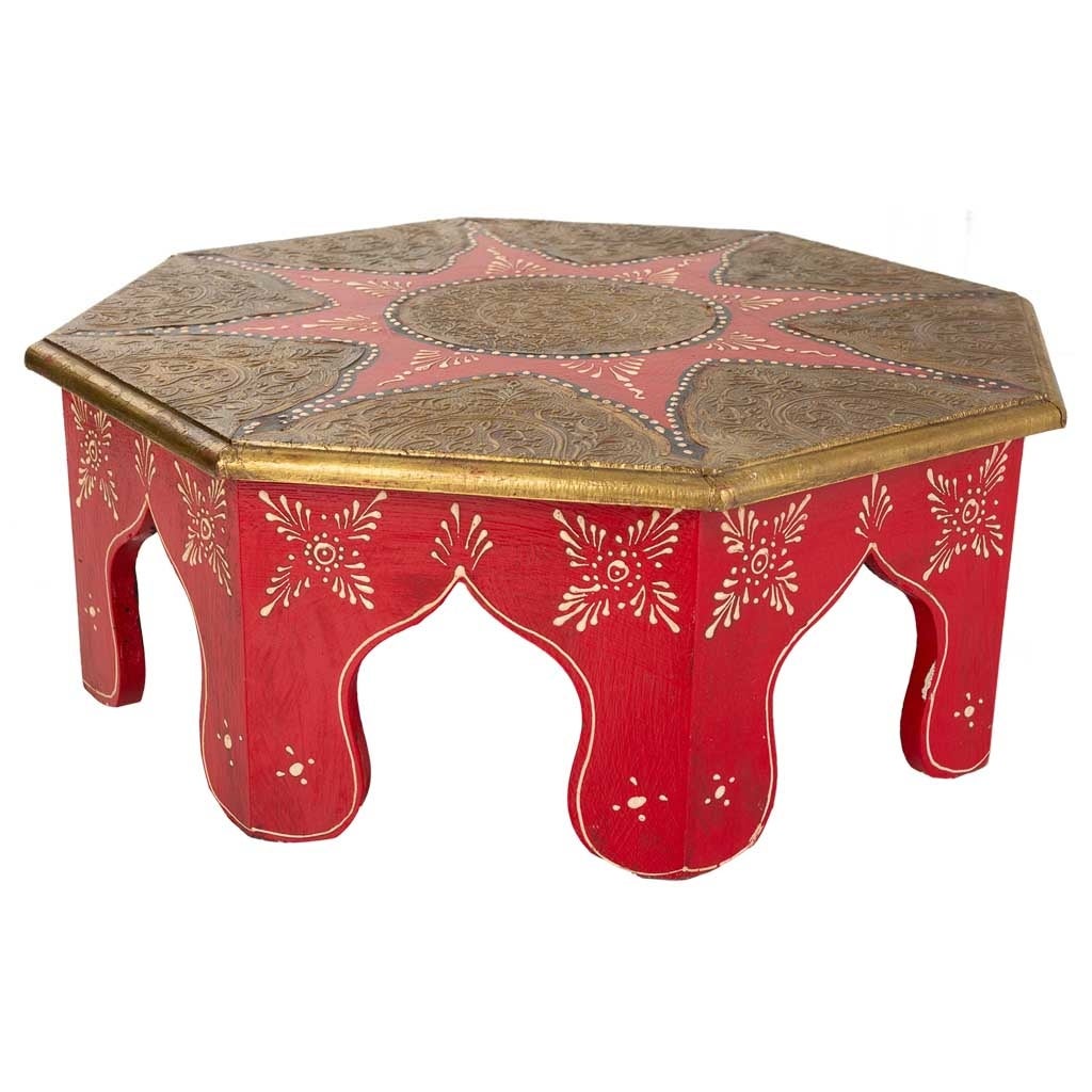 Table basse en bois et métal rouge 40x40x15,5h | Leroy Merlin