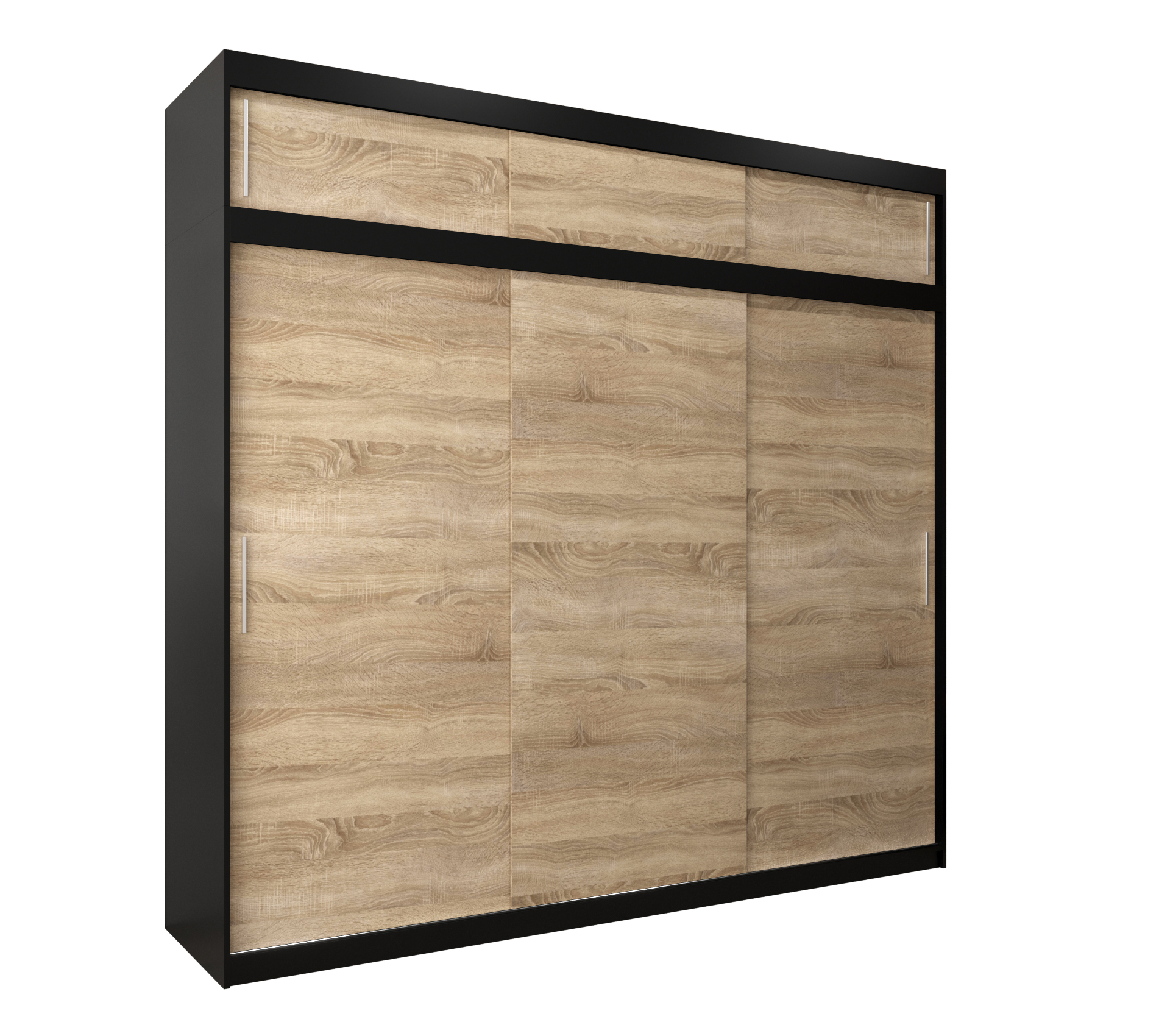 Szafa przesuwna z nadstawką garderoba TOKYO 250 x 62 x 240 cm Czarny + Sonoma - Abiks Meble