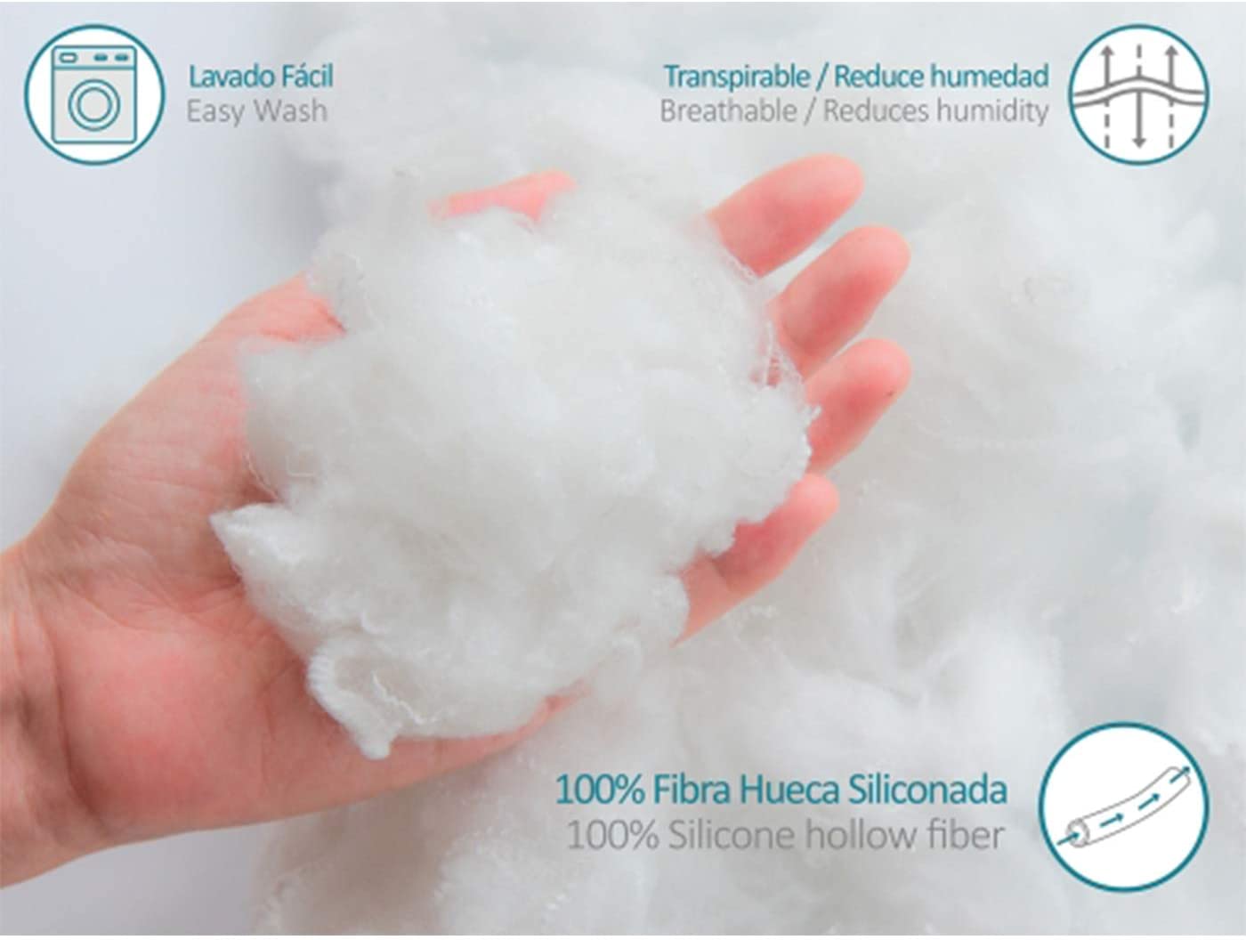 Almofada em fibra oca siliconizada de alta recuperação, toque suave, antialérgico, higiene garantida. (40 x 105 cm) - 2