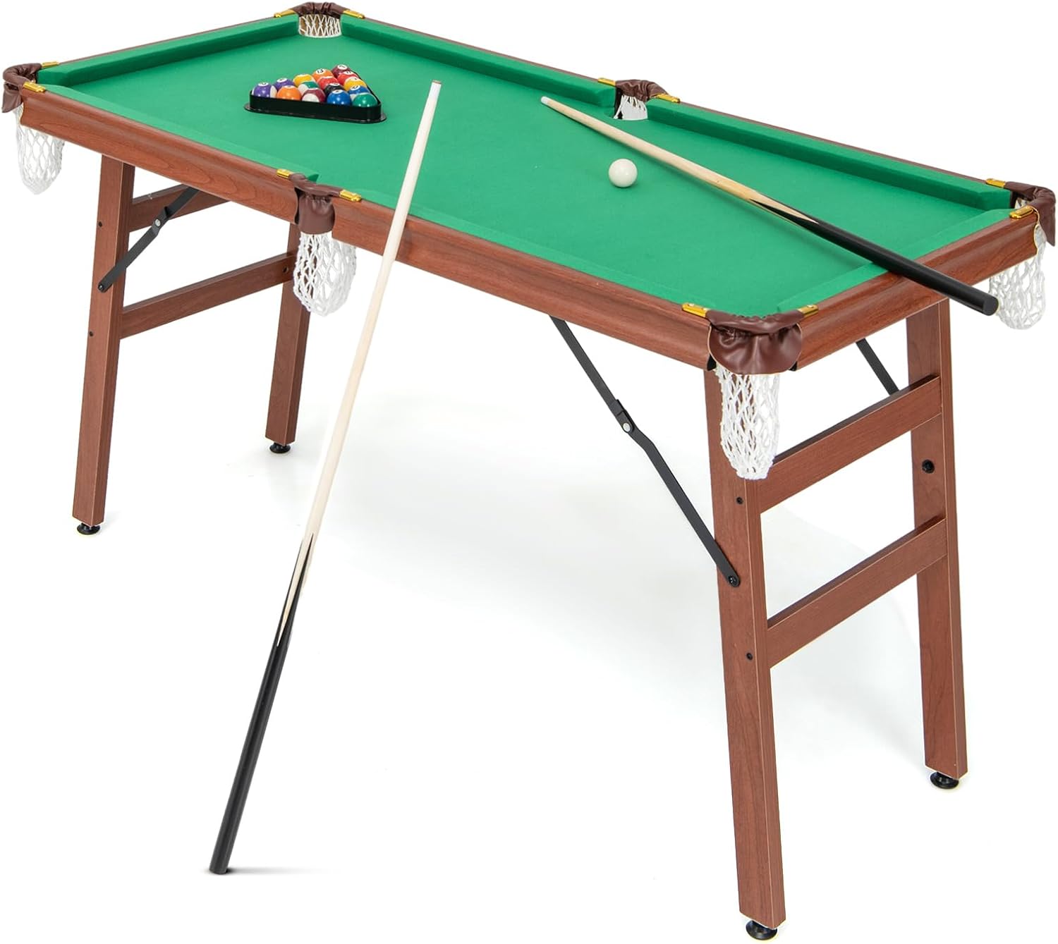 Składany Stół dla Dzieci z Regulowanymi Nogami, Zabezpieczonymi Skórzanymi Narożnikami, 2 Kredami, 16 Kulkami, 138 x 67 x 79 cm